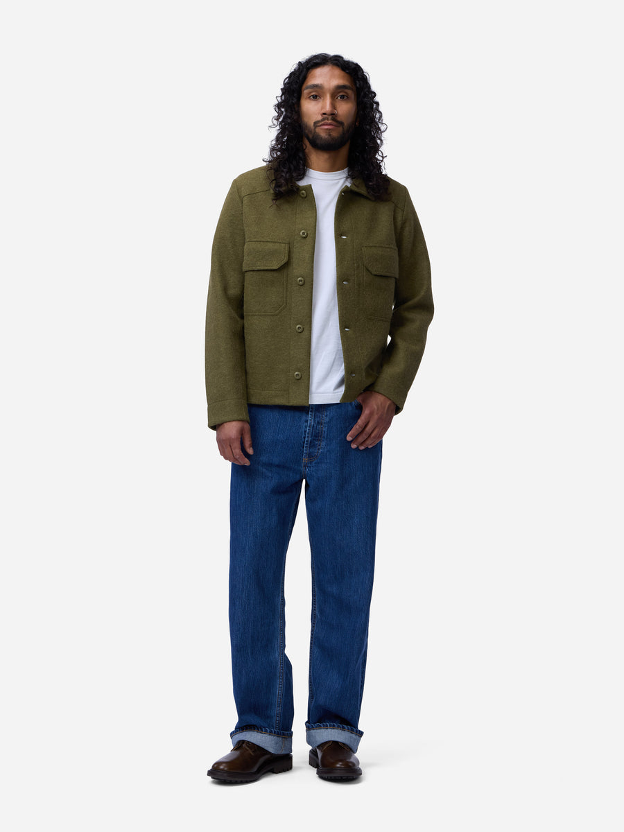 Officer Shirt ~ Olive Felted Wool