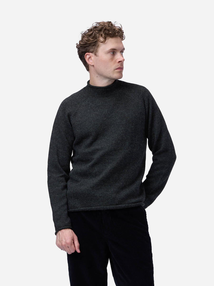 Roll Neck Sweater ~ Charcoal Baby Alpaca