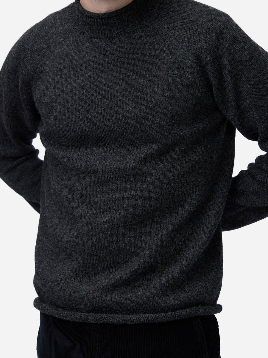 Roll Neck Sweater ~ Charcoal Baby Alpaca