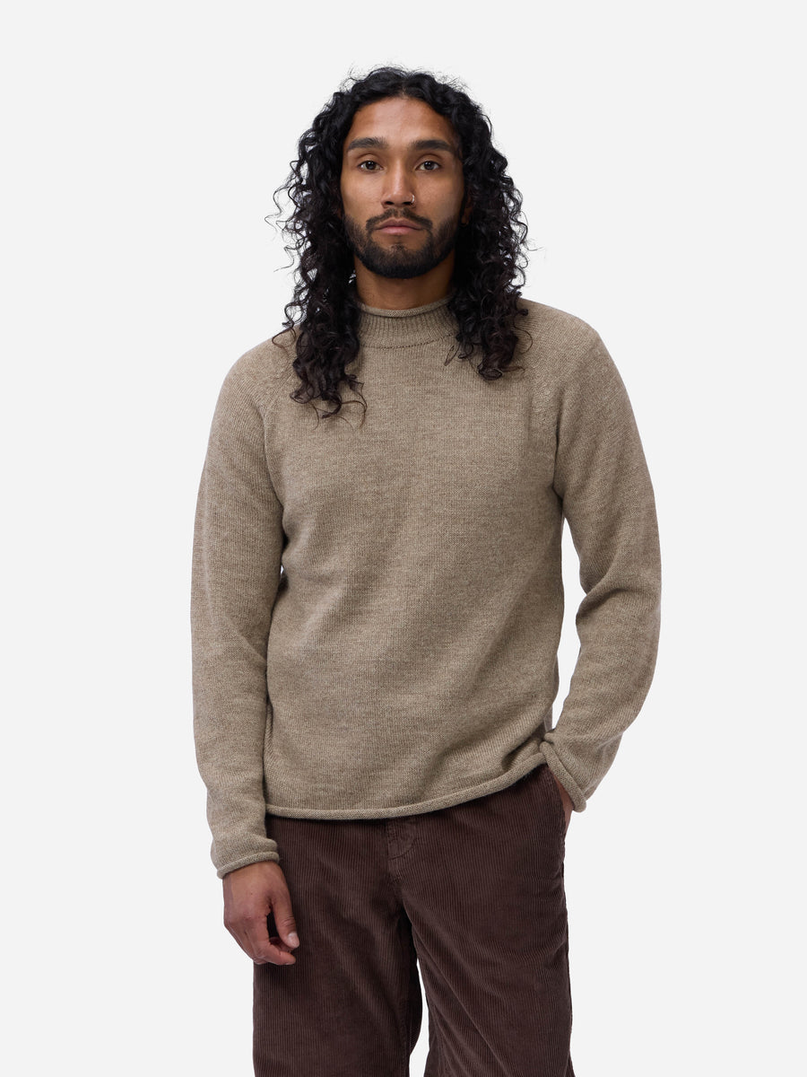 Roll Neck Sweater ~ Sandstone Baby Alpaca