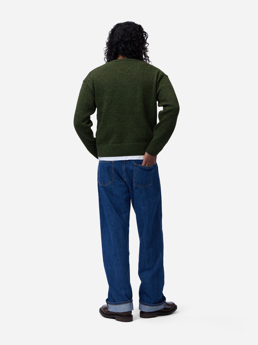 V-Neck Sweater ~ Hunter Green Tweed