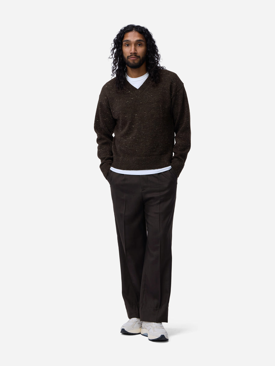 V-Neck Sweater ~ Umber Tweed