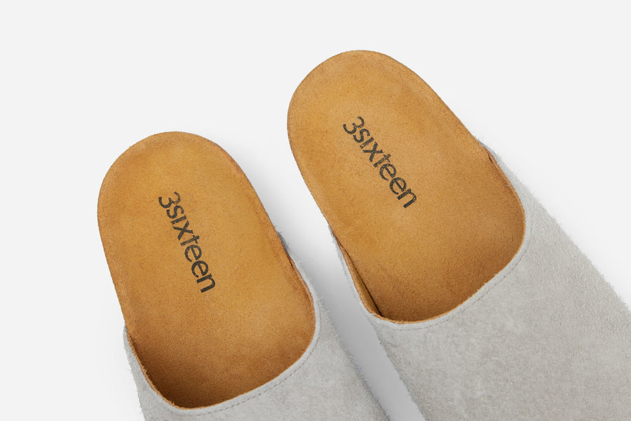 Mule ~ Shaggy Grey Suede