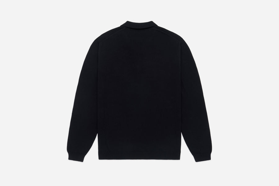 Long Sleeve Knit Polo ~ Black