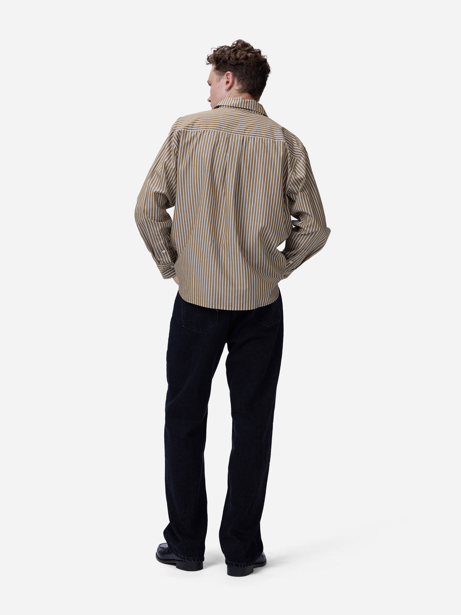 Commuter Shirt ~ Brown Ecru Stripe