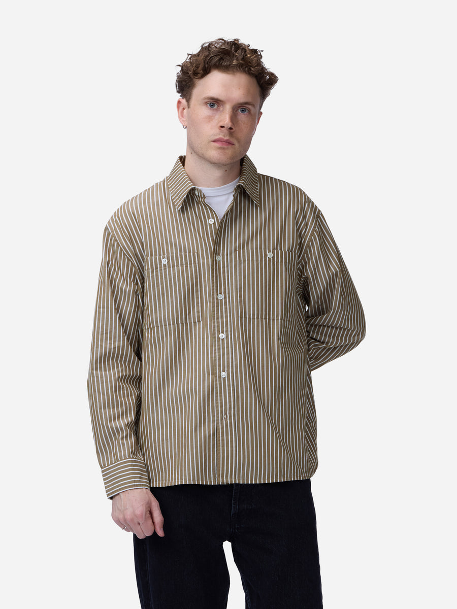 Commuter Shirt ~ Brown Ecru Stripe