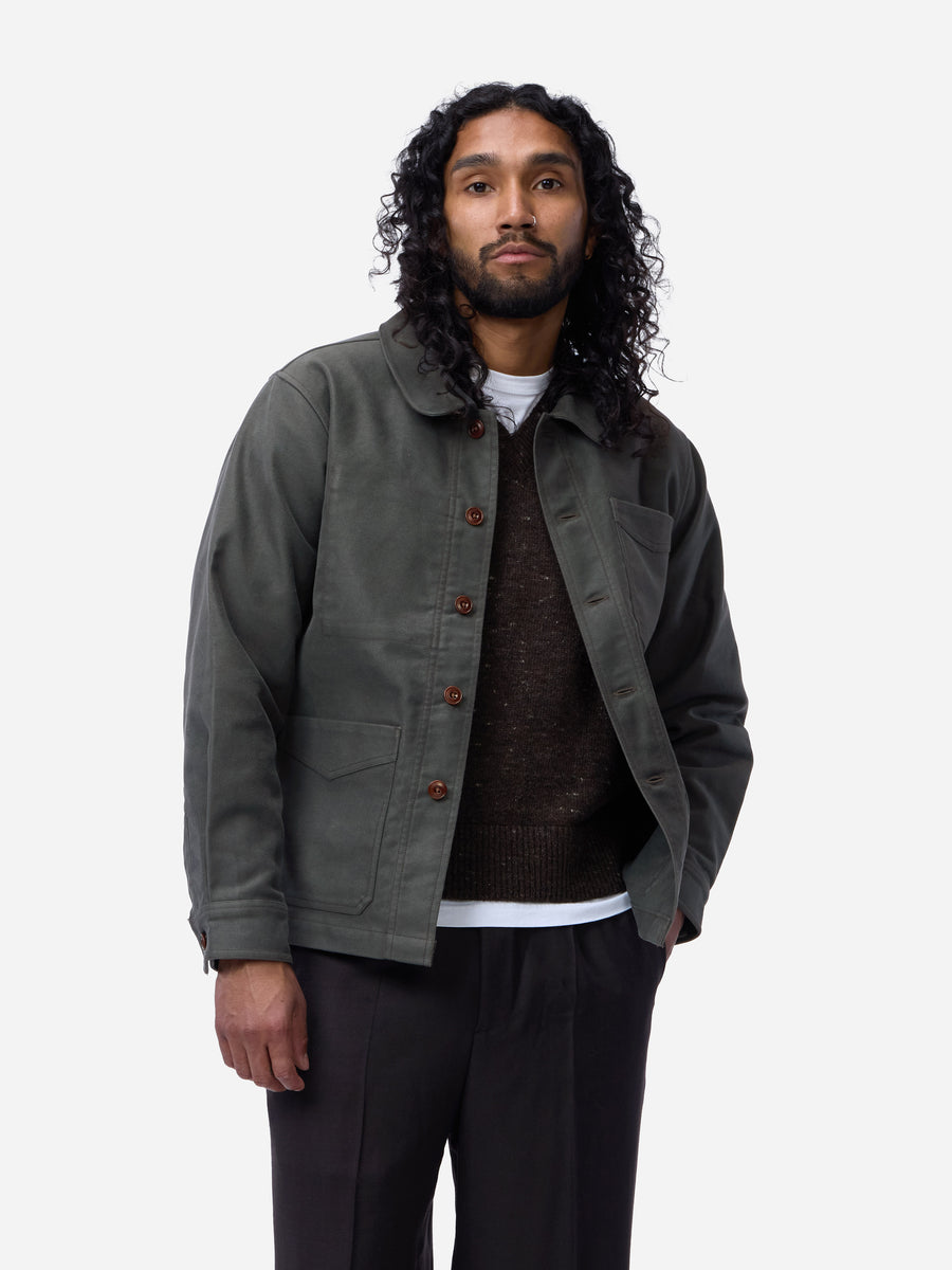 French Work Jacket ~ Grey Moleskin
