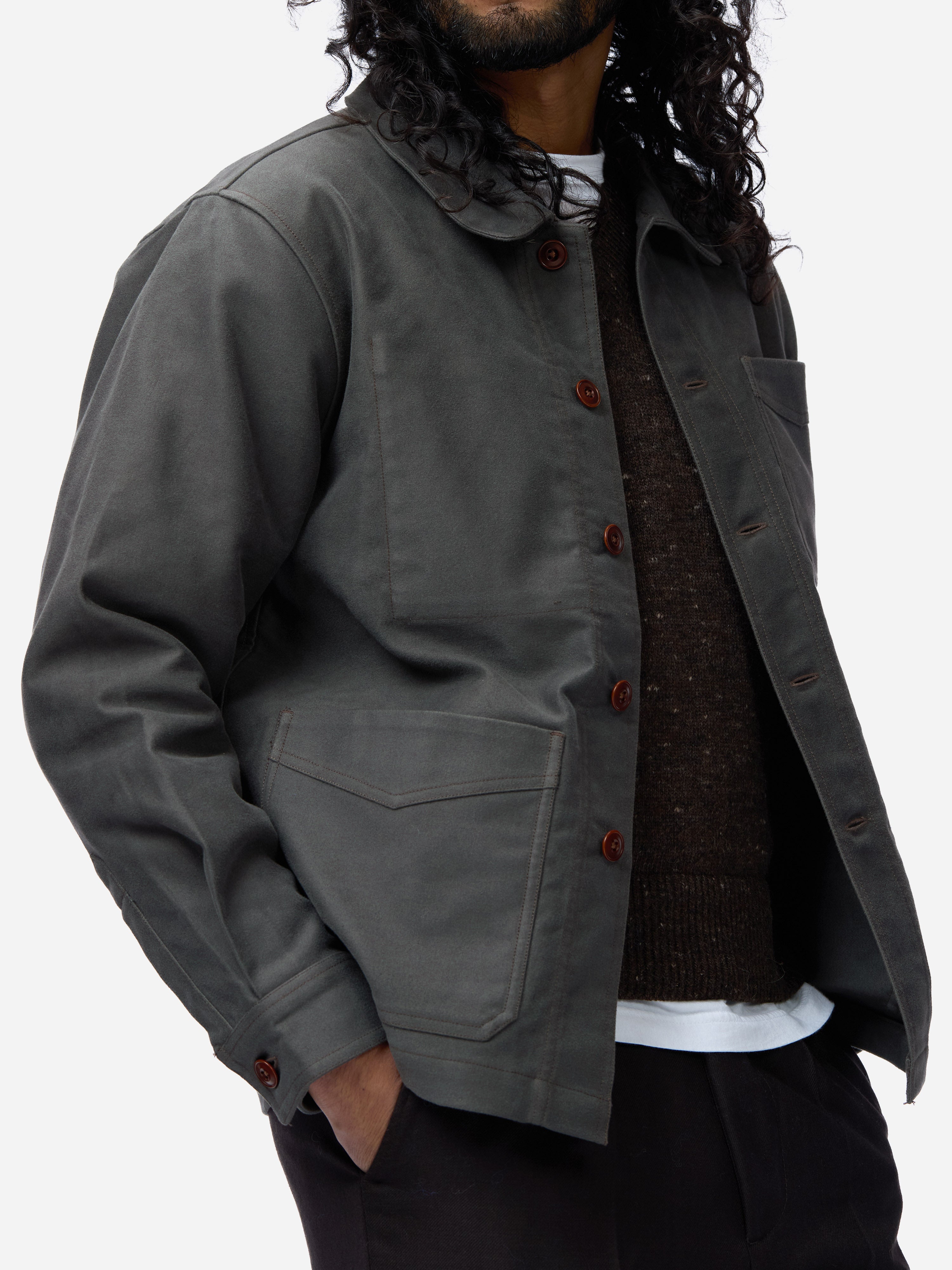 French Work Jacket ~ Grey Moleskin – 3sixteen