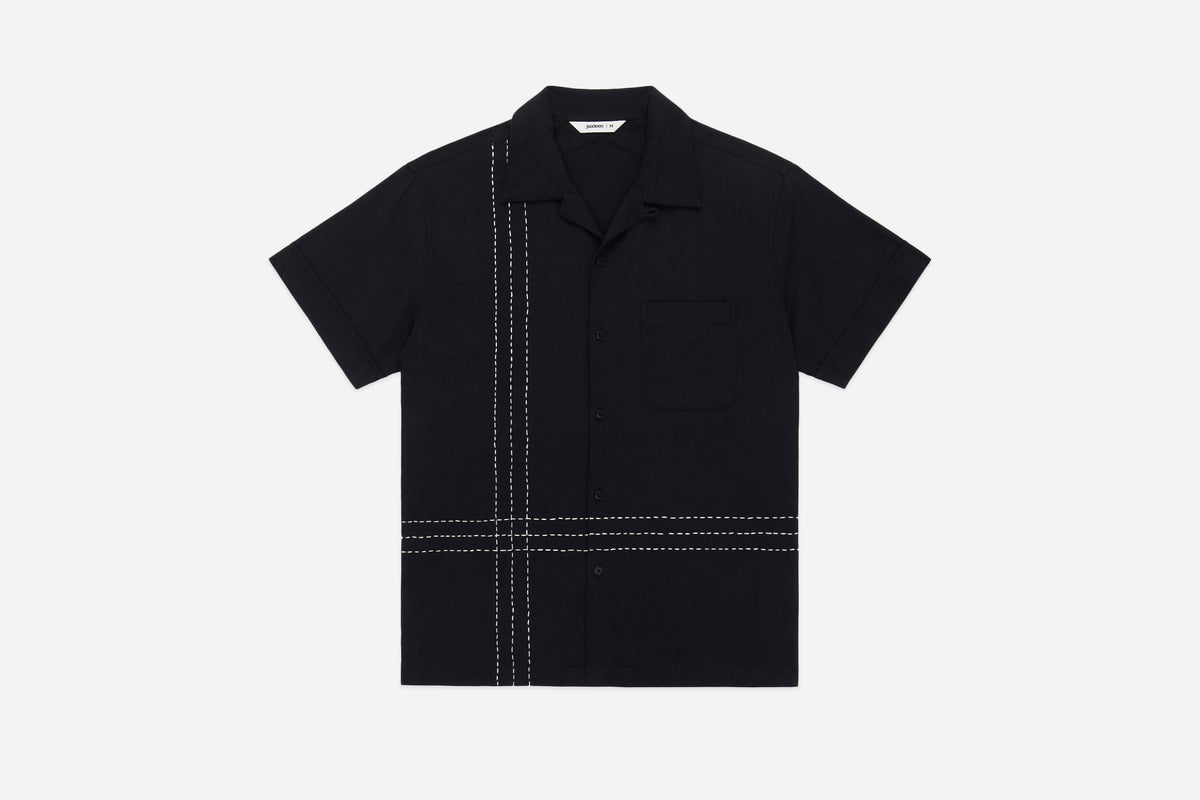Vacation Shirt Black Hand Stitch – 3sixteen
