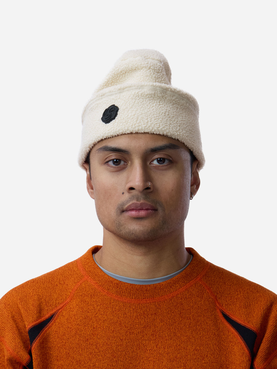 Fleece Patchwork Beanie ~ Ecru