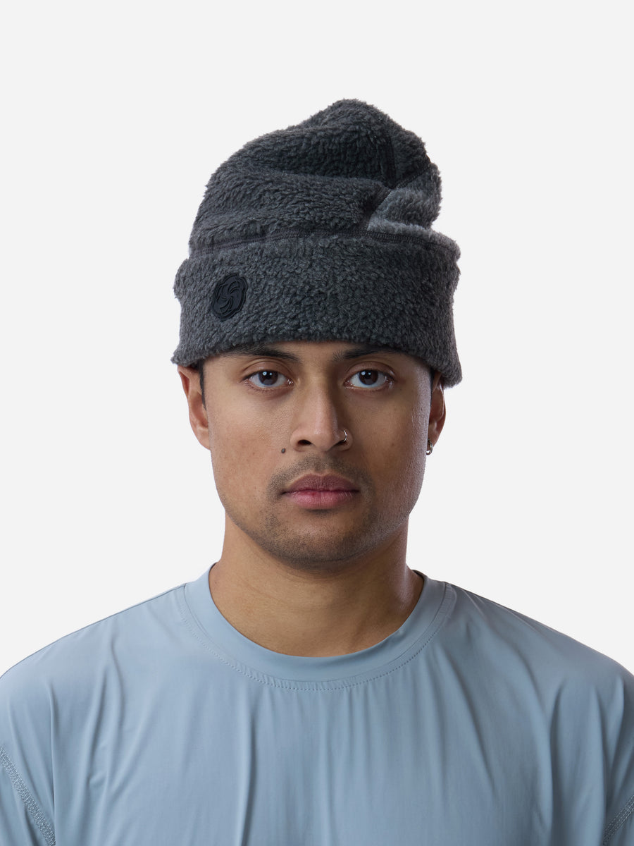 Fleece Patchwork Beanie ~ Charcoal