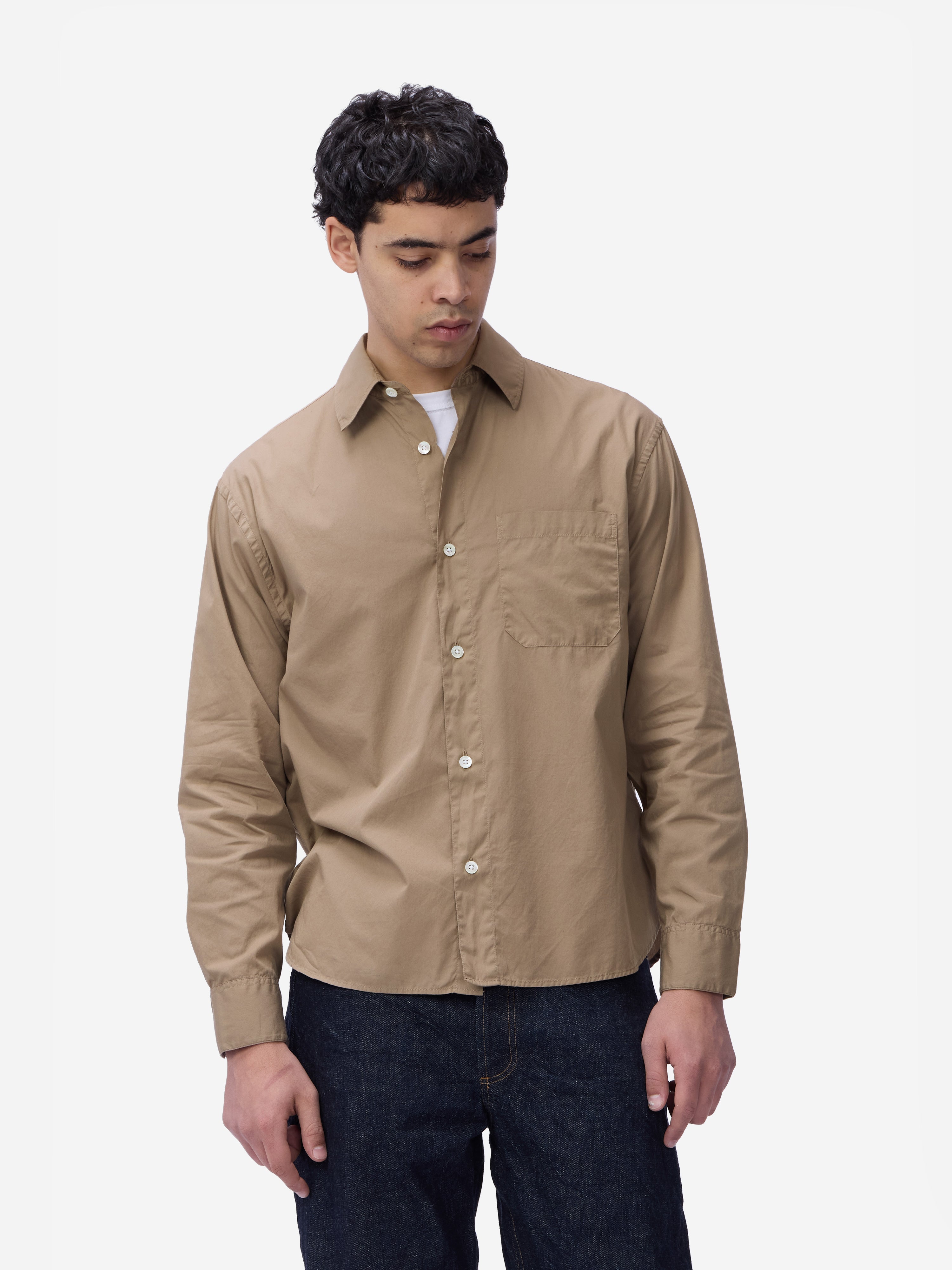 トップス A.PRESSE BD Shirt button down Admin BD Shirt ~ Latte – 3sixteen
