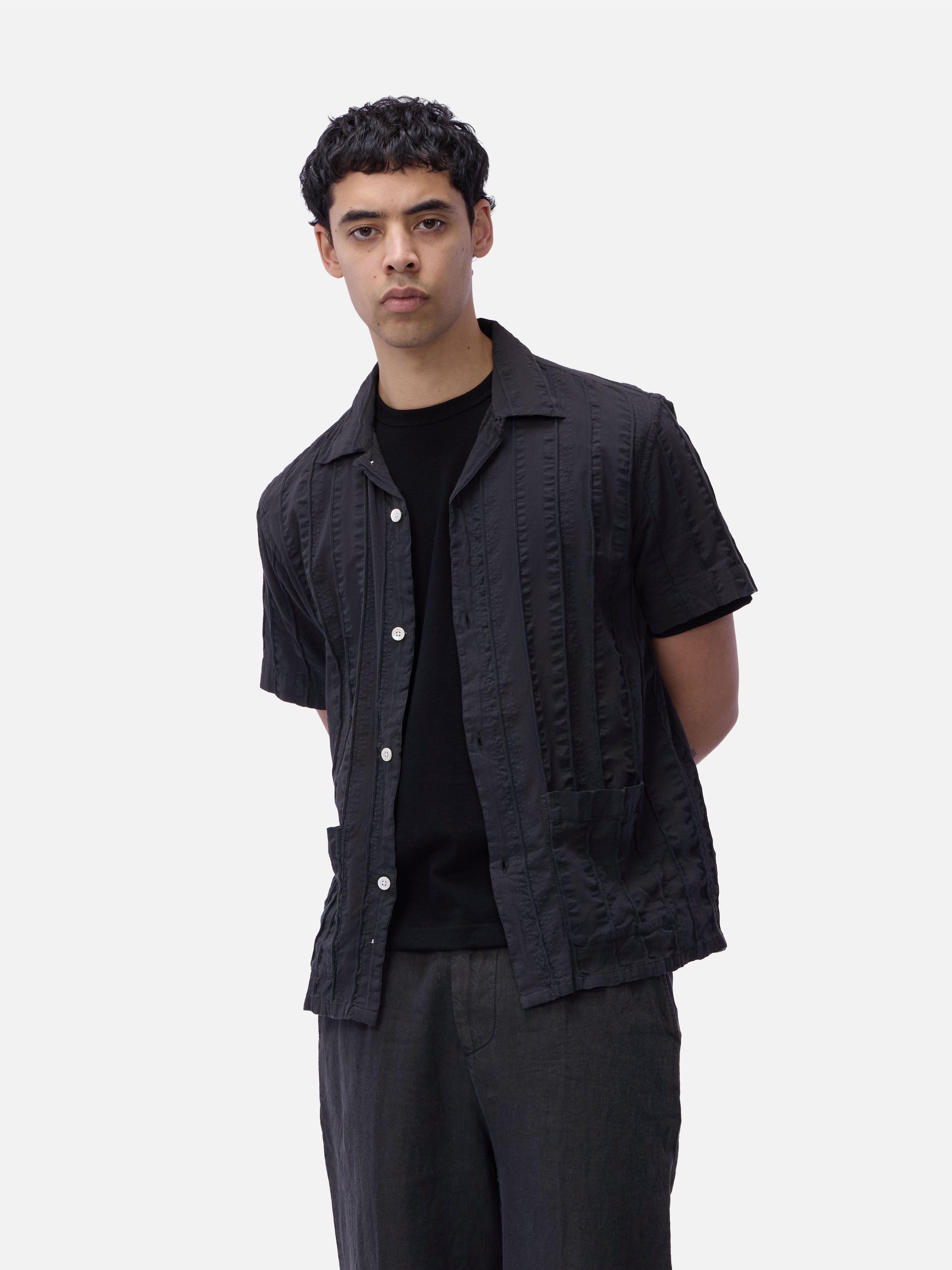 Cabana Shirt ~ Charcoal Rope Stripe – 3sixteen