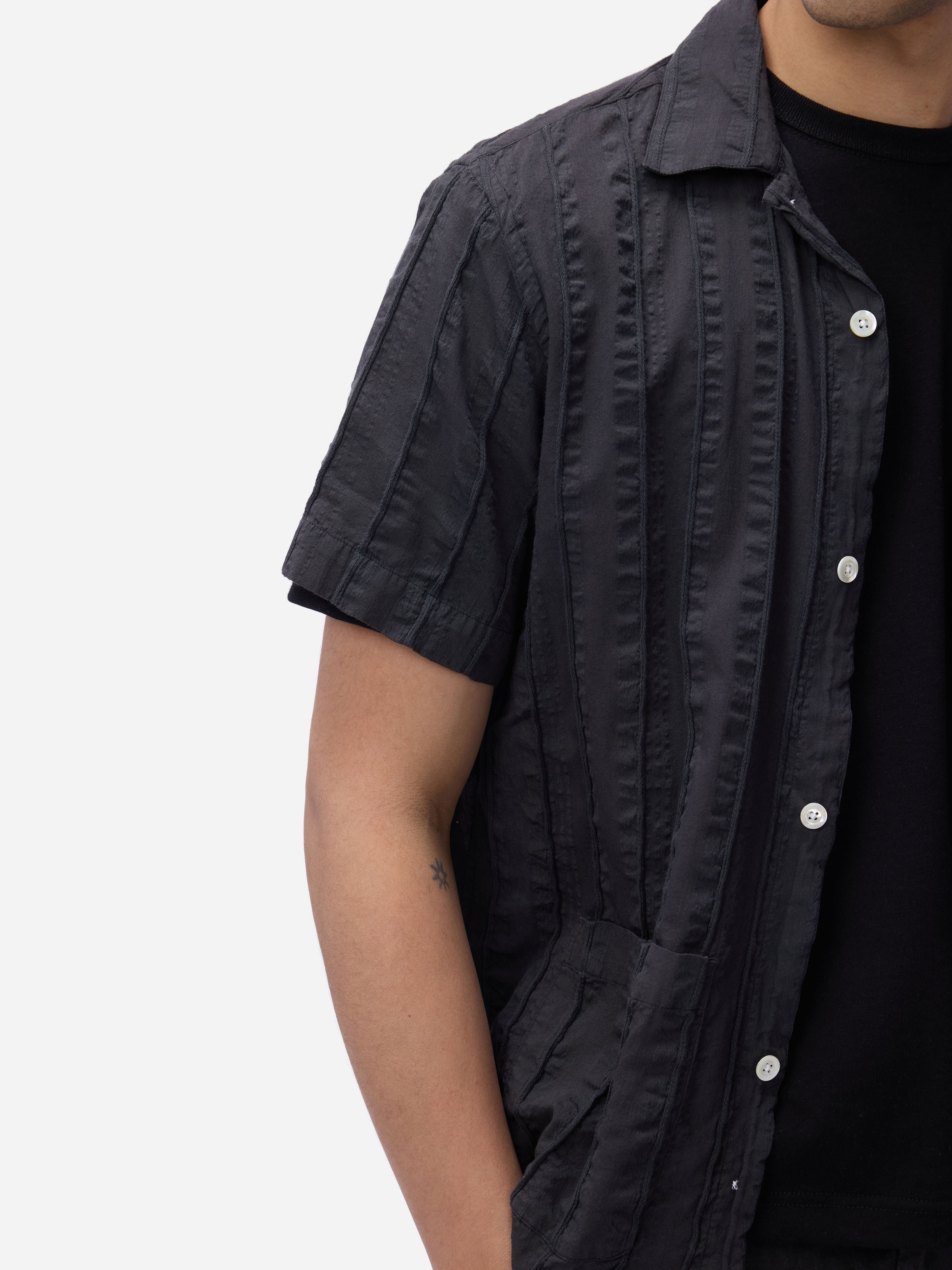 Cabana Shirt ~ Charcoal Rope Stripe – 3sixteen