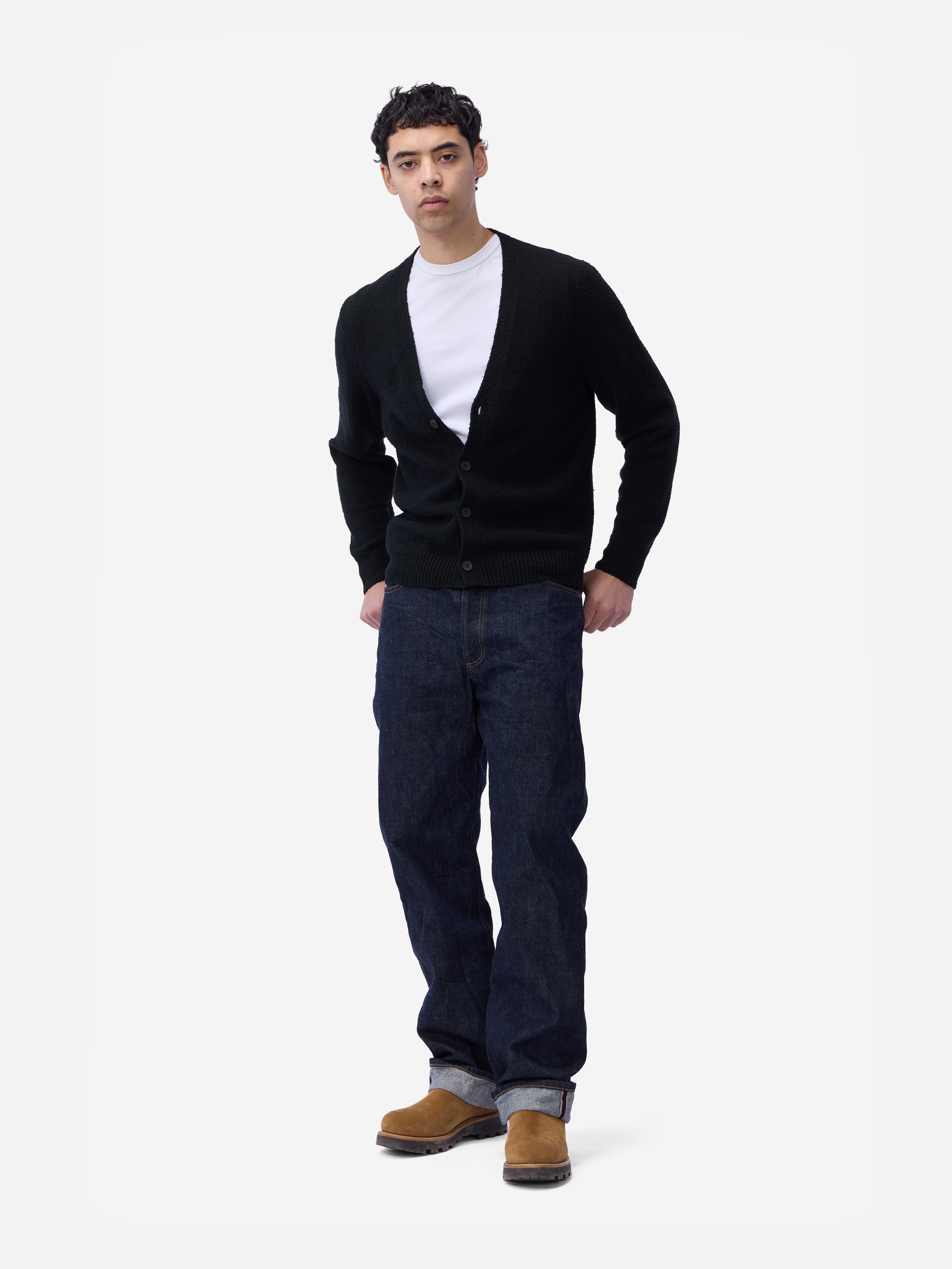 【え】Crillon Boucle Cardigan black M Women's Black Bouclé-Weave Cardigan | H&M US