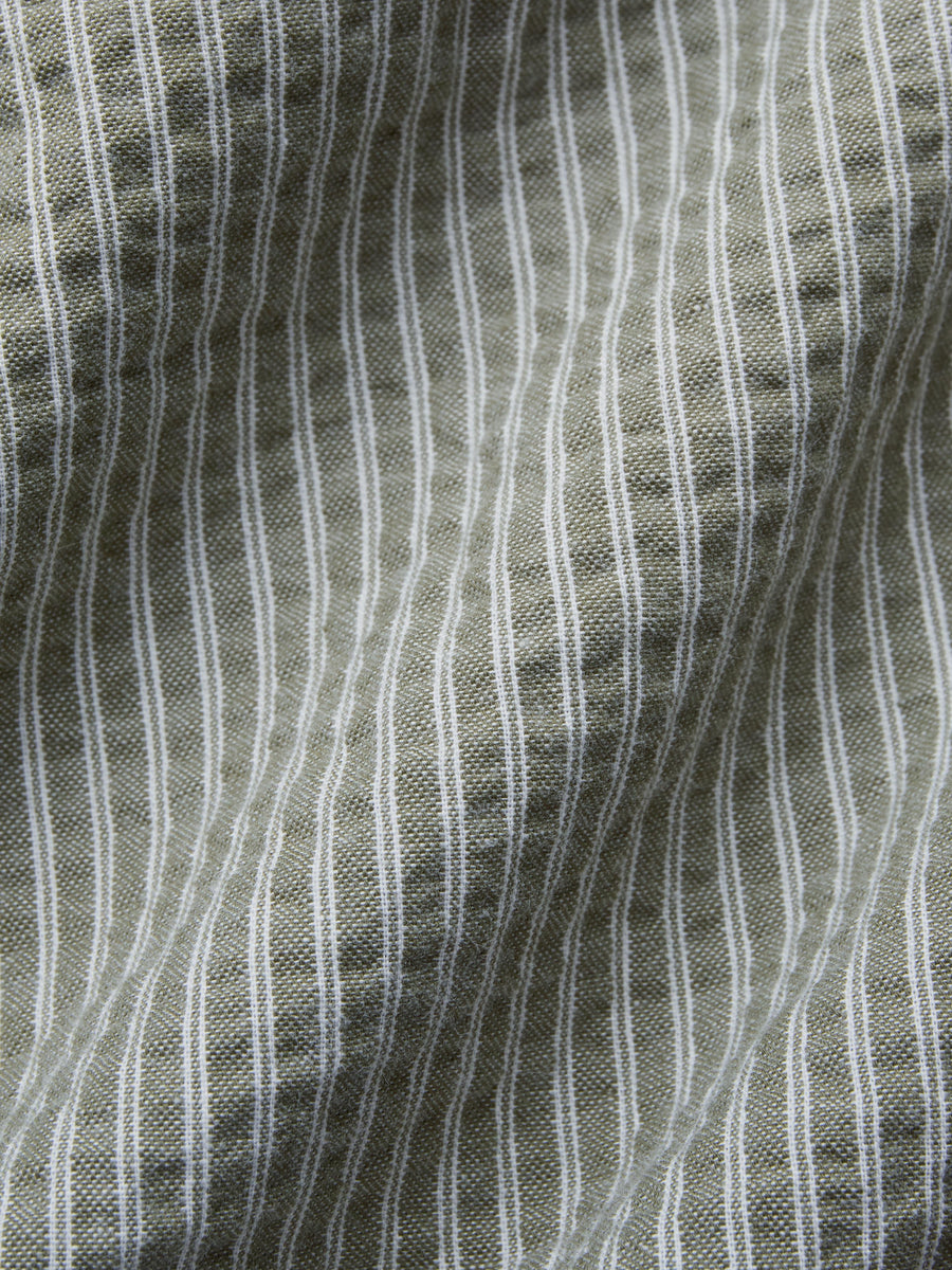 Commuter Shirt ~ Olive Seersucker Stripe