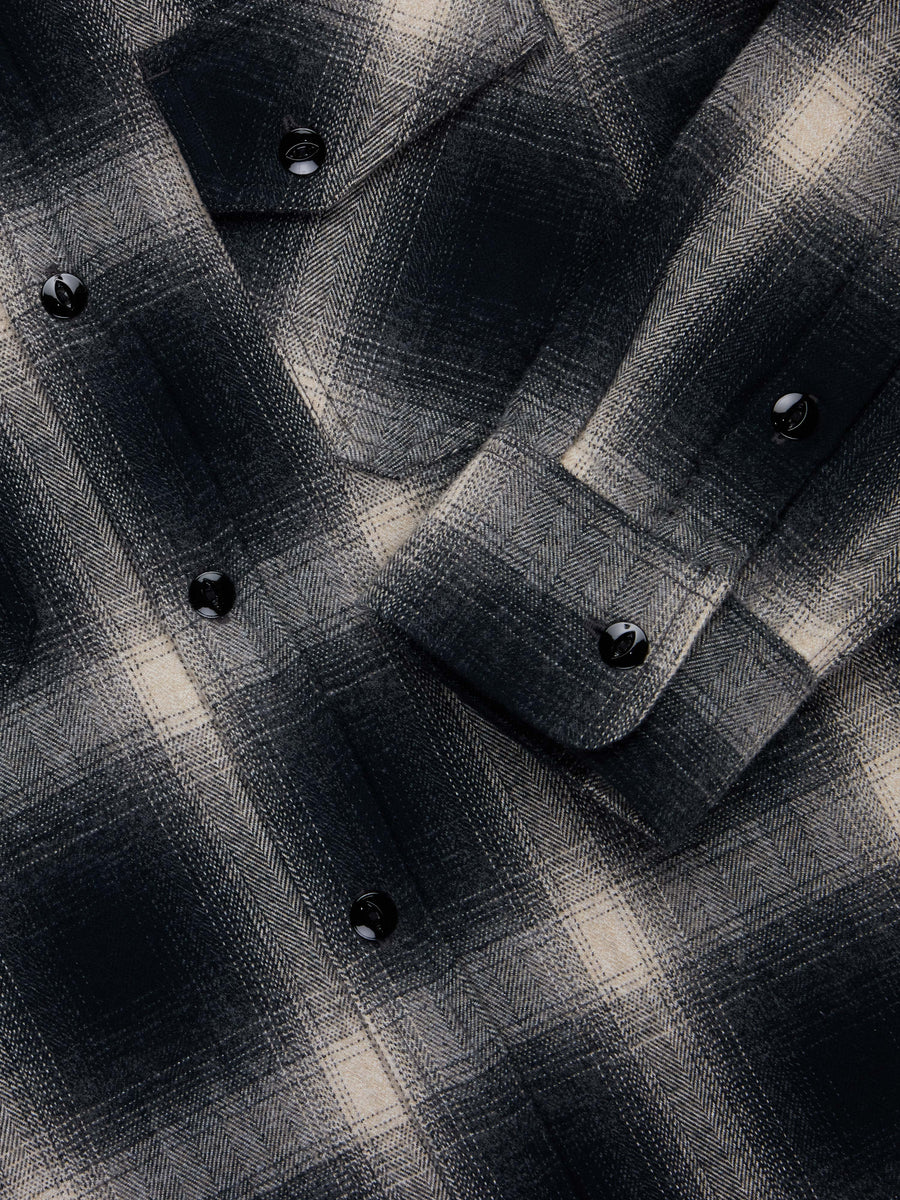 Crosscut Flannel ~ Black Ombre Plaid