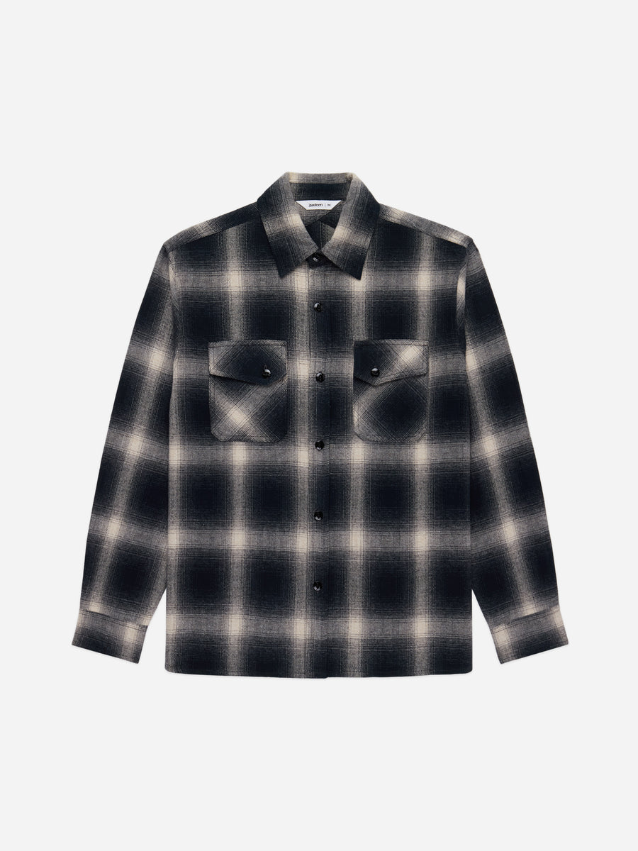 Crosscut Flannel ~ Black Ombre Plaid