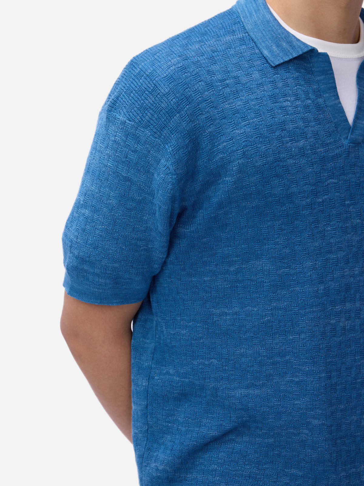 Knit Polo ~ Vintage Blue Boxweave – 3sixteen