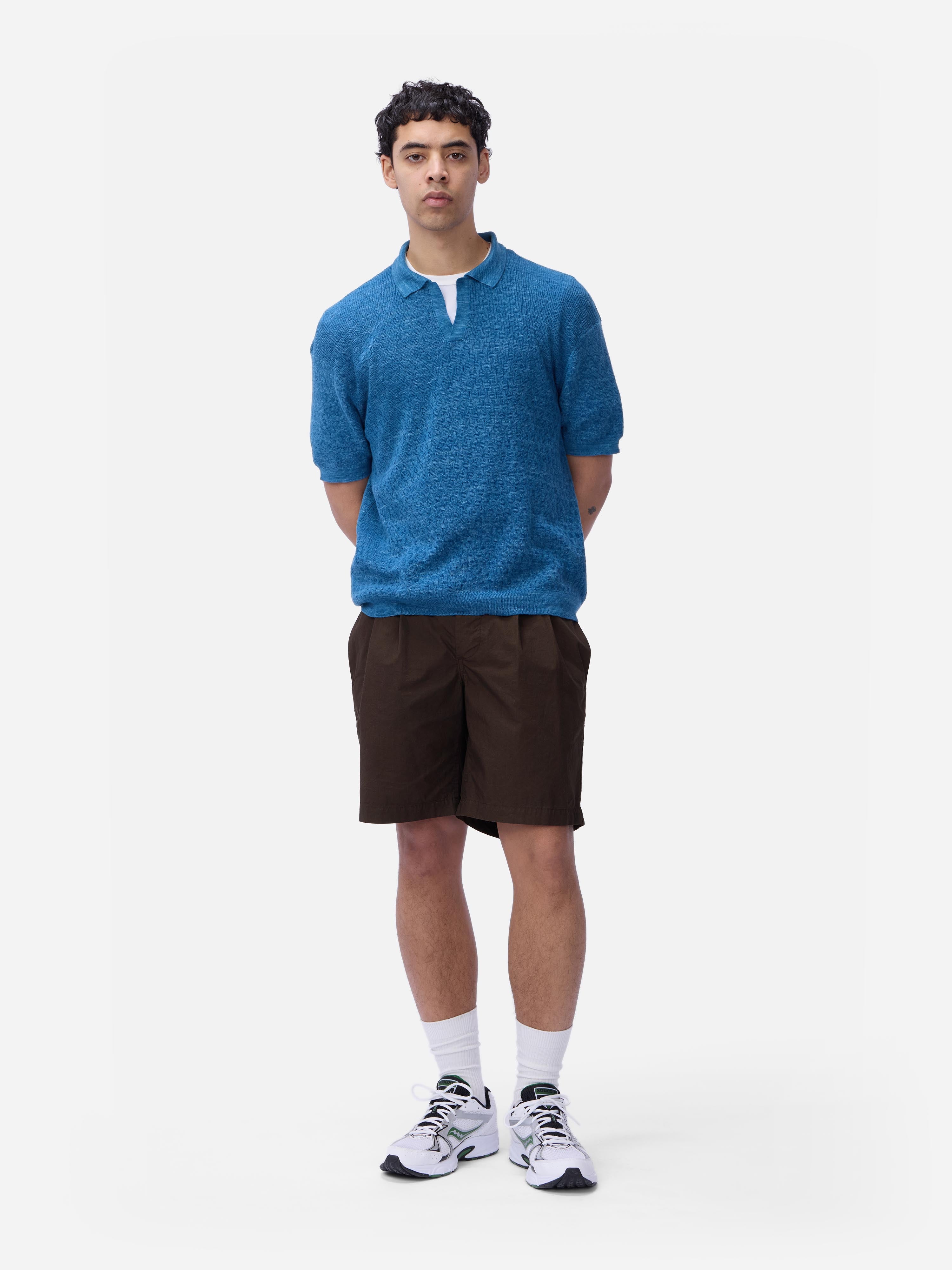 Knit Polo ~ Vintage Blue Boxweave – 3sixteen