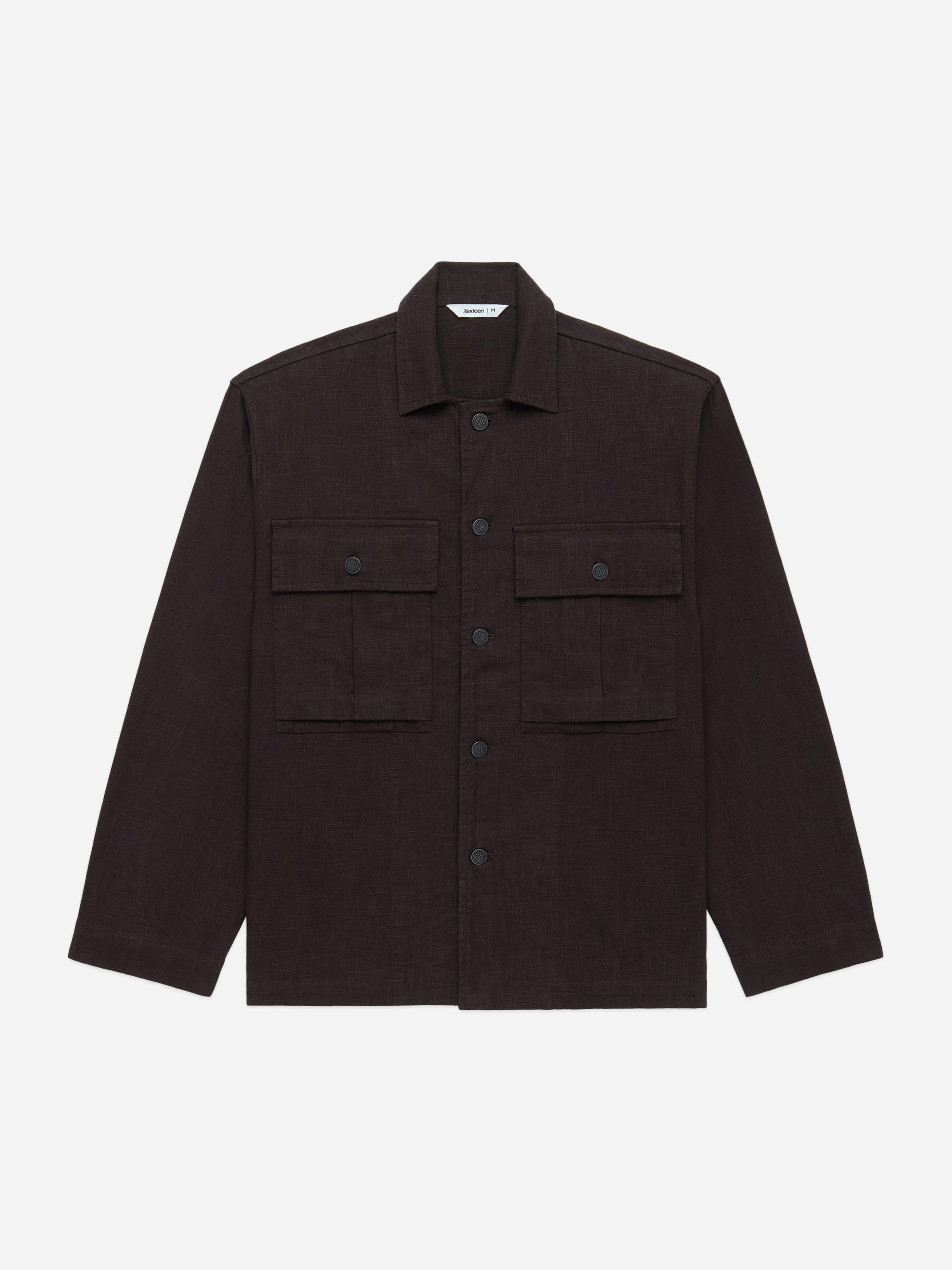M43 Overshirt ~ Chocolate Linen – 3sixteen