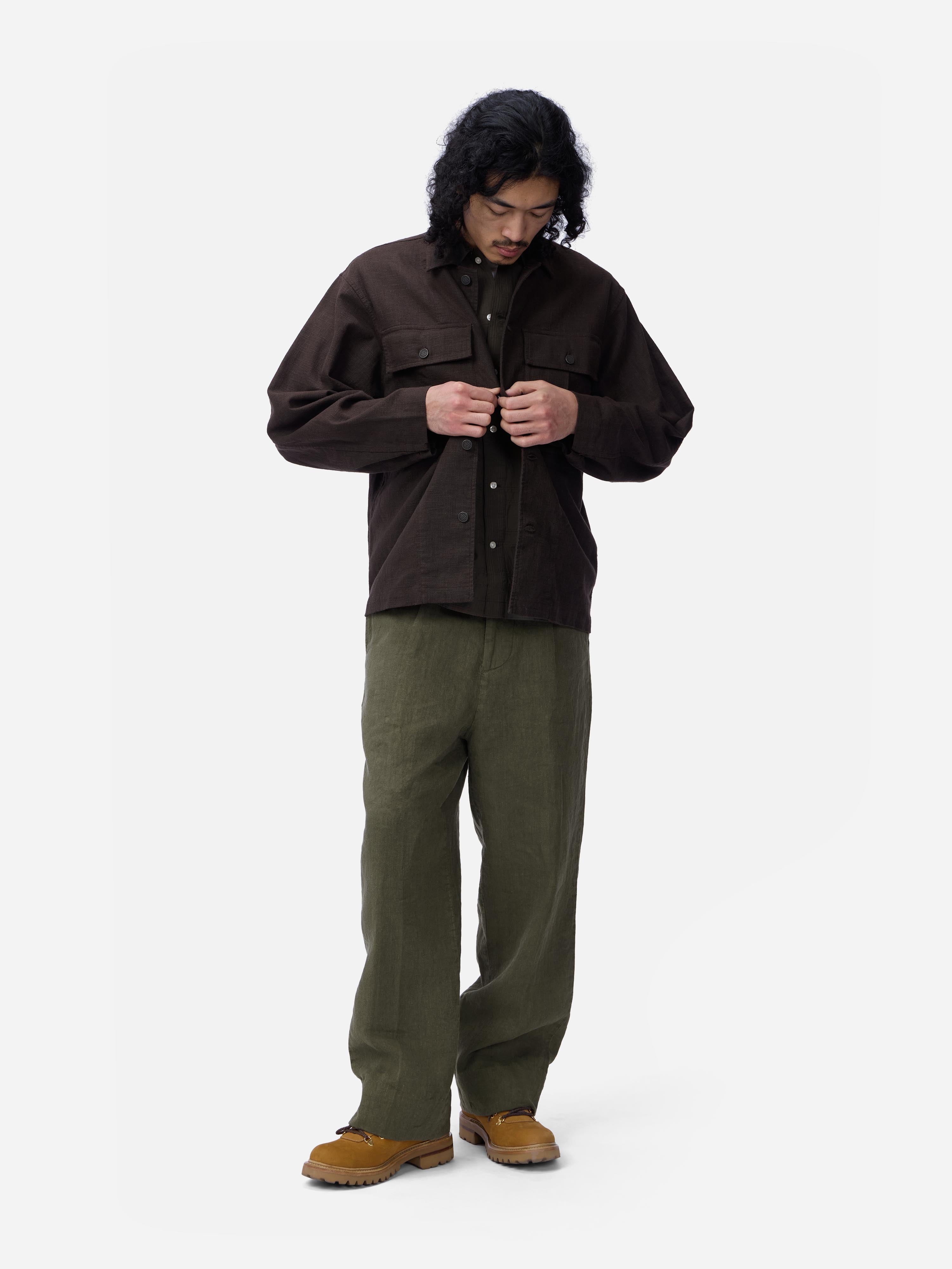 M43 Overshirt ~ Chocolate Linen – 3sixteen