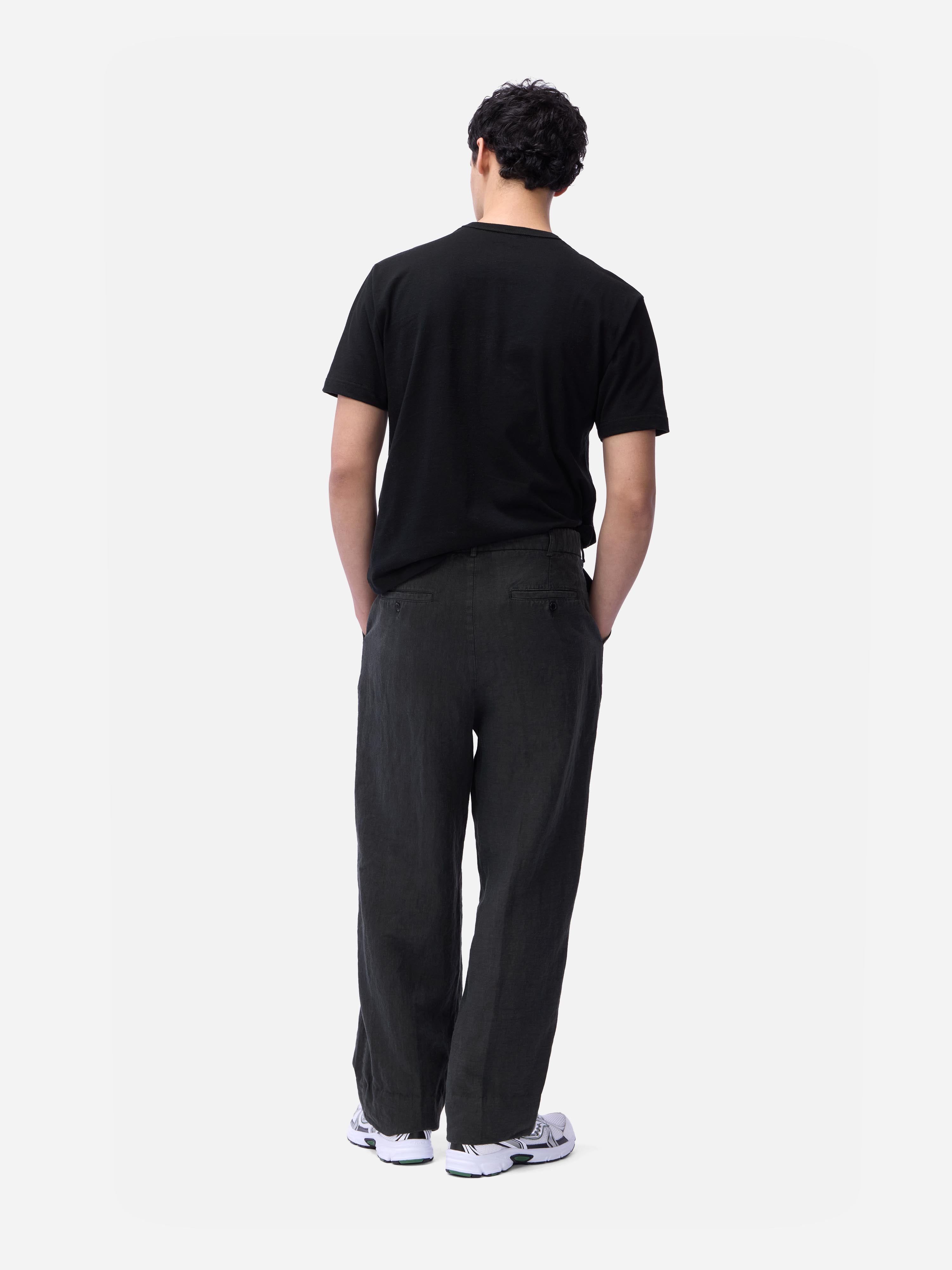 Pleated Trouser ~ Black Linen – 3sixteen