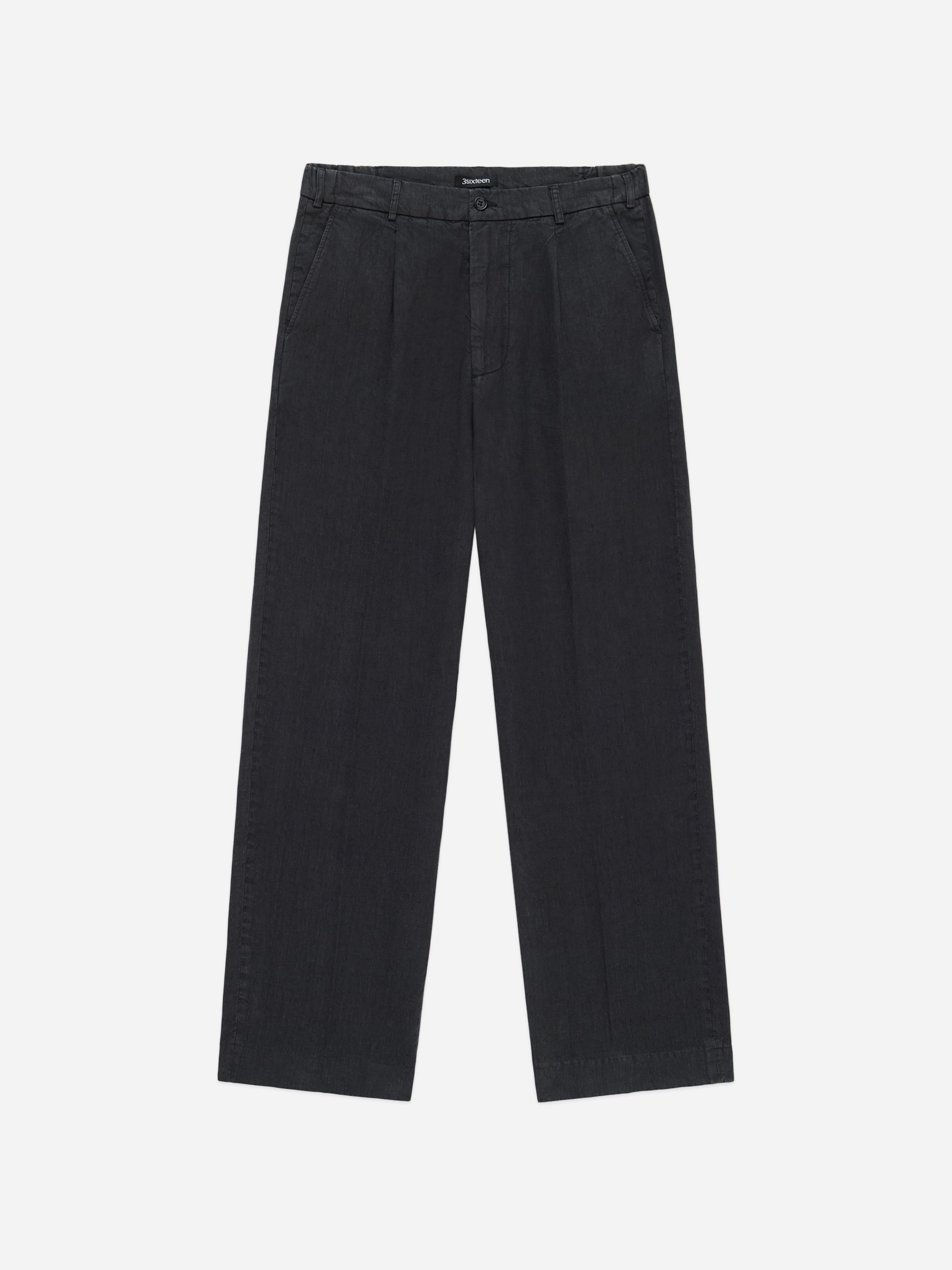 Pleated Trouser ~ Black Linen – 3sixteen Pleated Trouser ~ Black Linen – 3sixteen