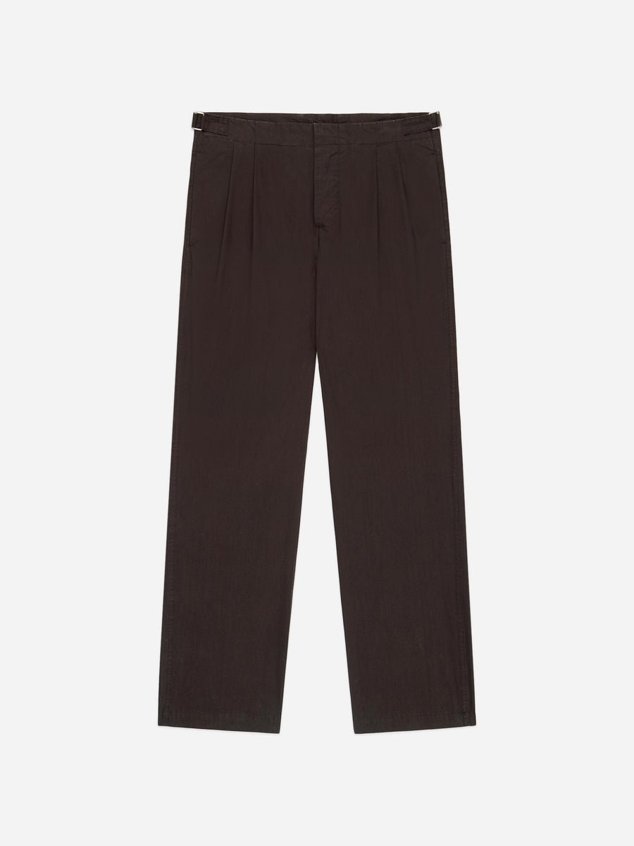 Dark brown pants on a white background