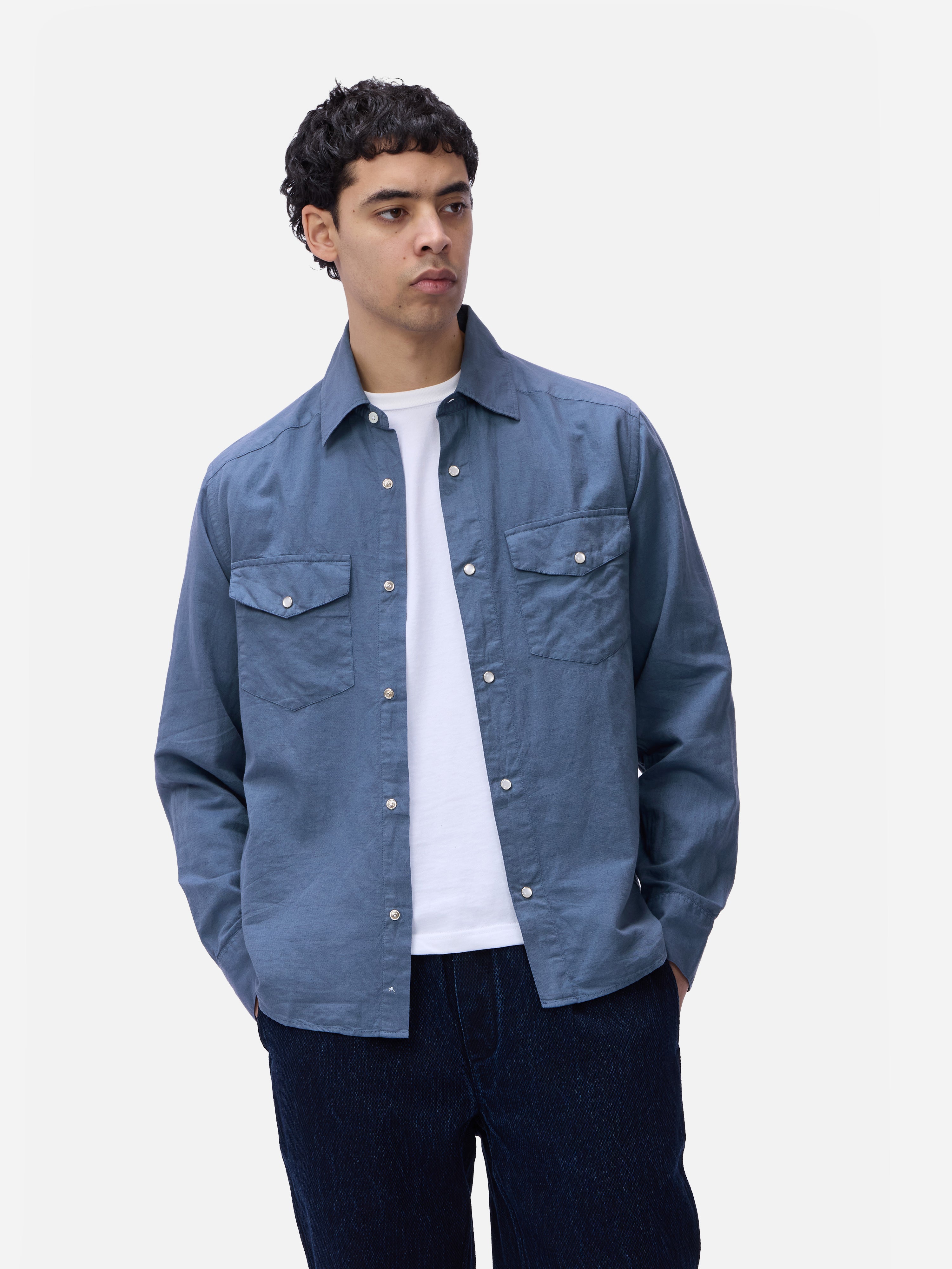 Snap Western Shirt ~ Slate Garment Dyed – 3sixteen