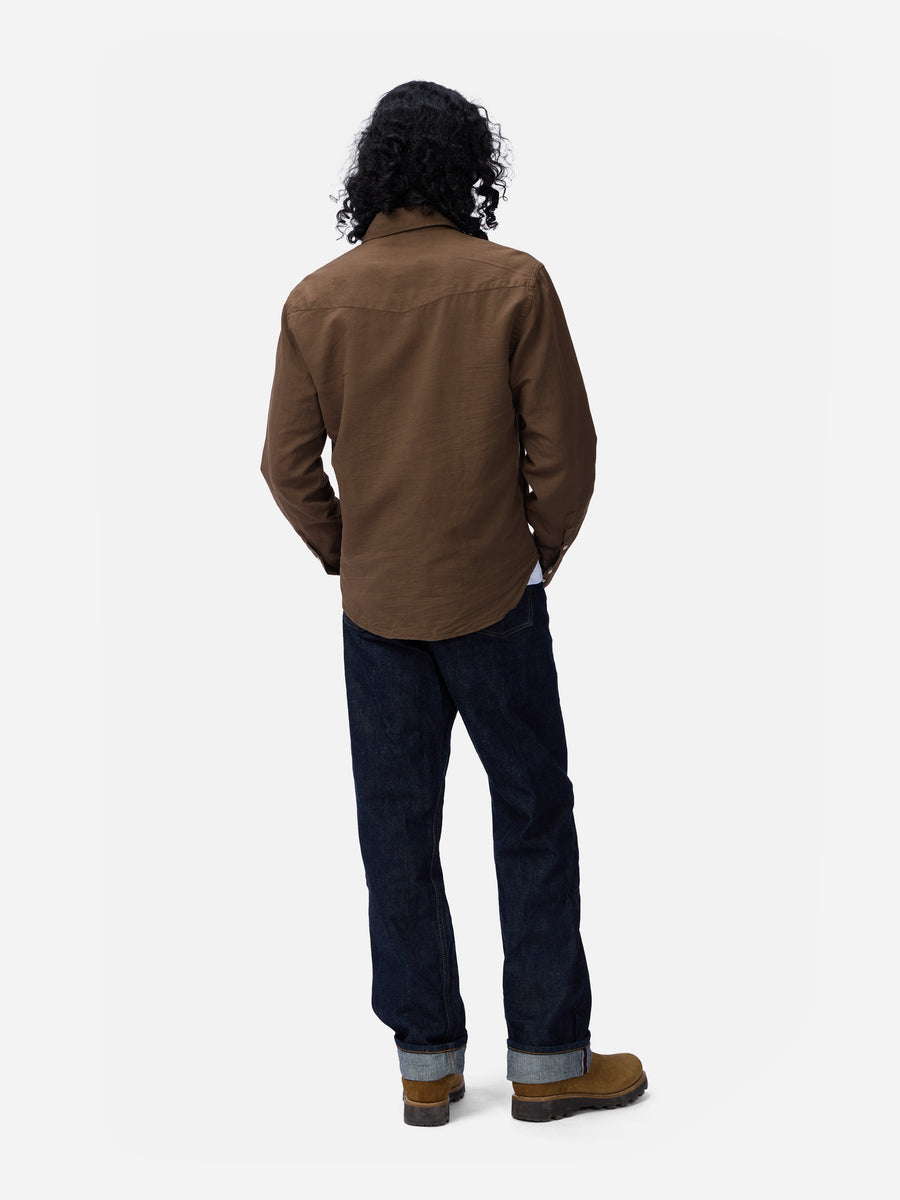 Snap Western Shirt ~ Mocha Garment Dye