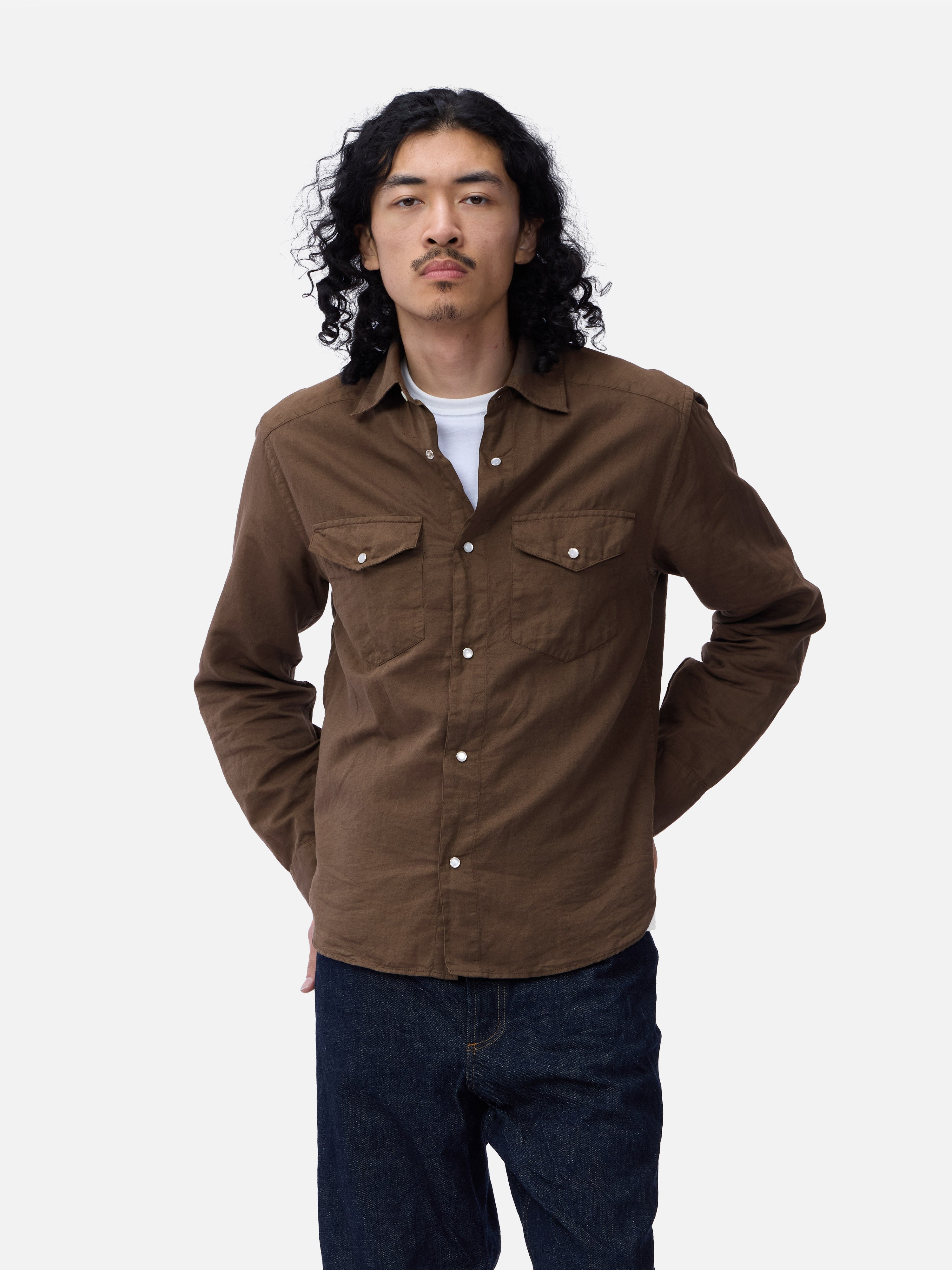 Snap Western Shirt ~ Mocha Garment Dye – 3sixteen