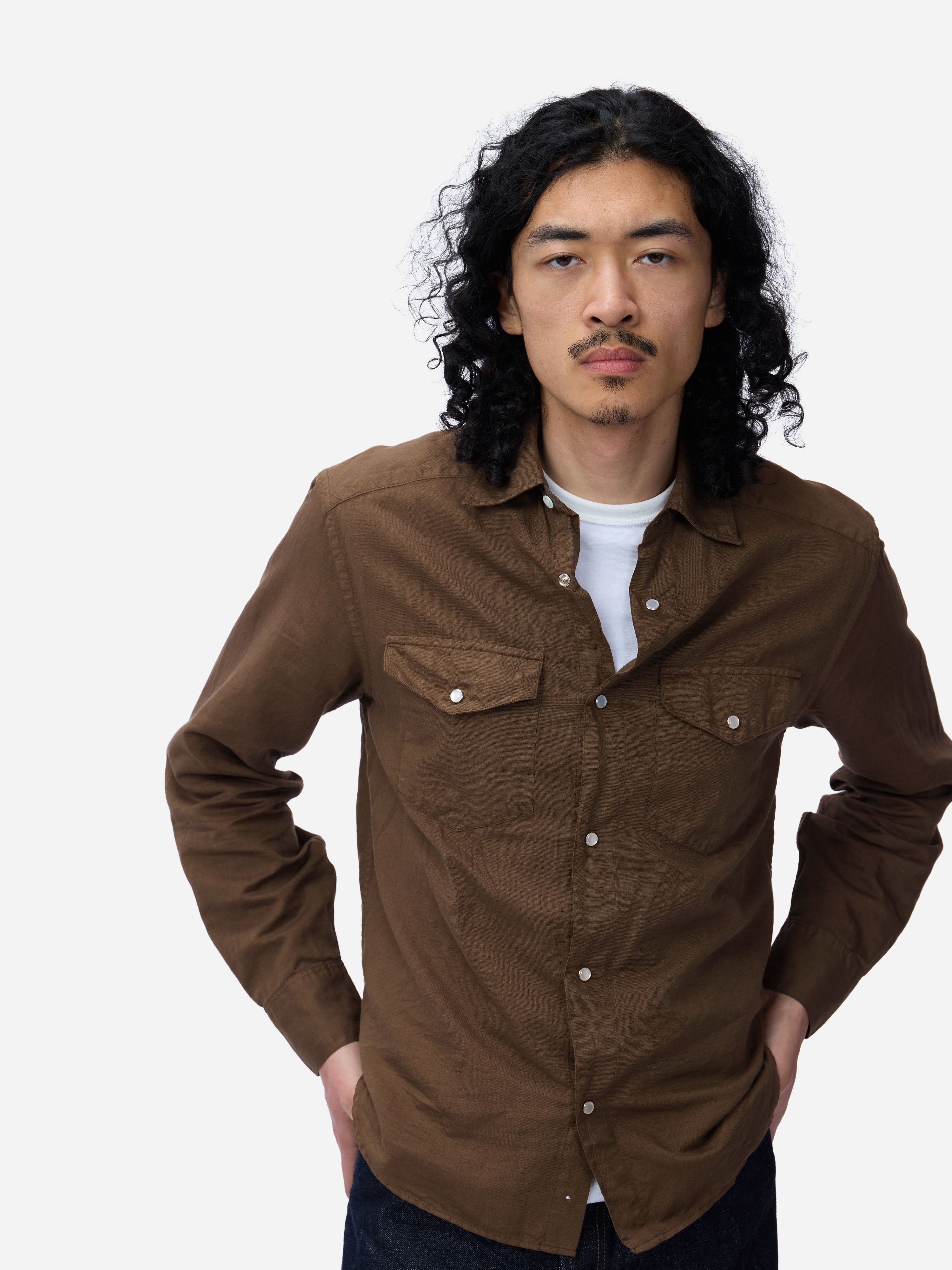 Snap Western Shirt ~ Mocha Garment Dye – 3sixteen