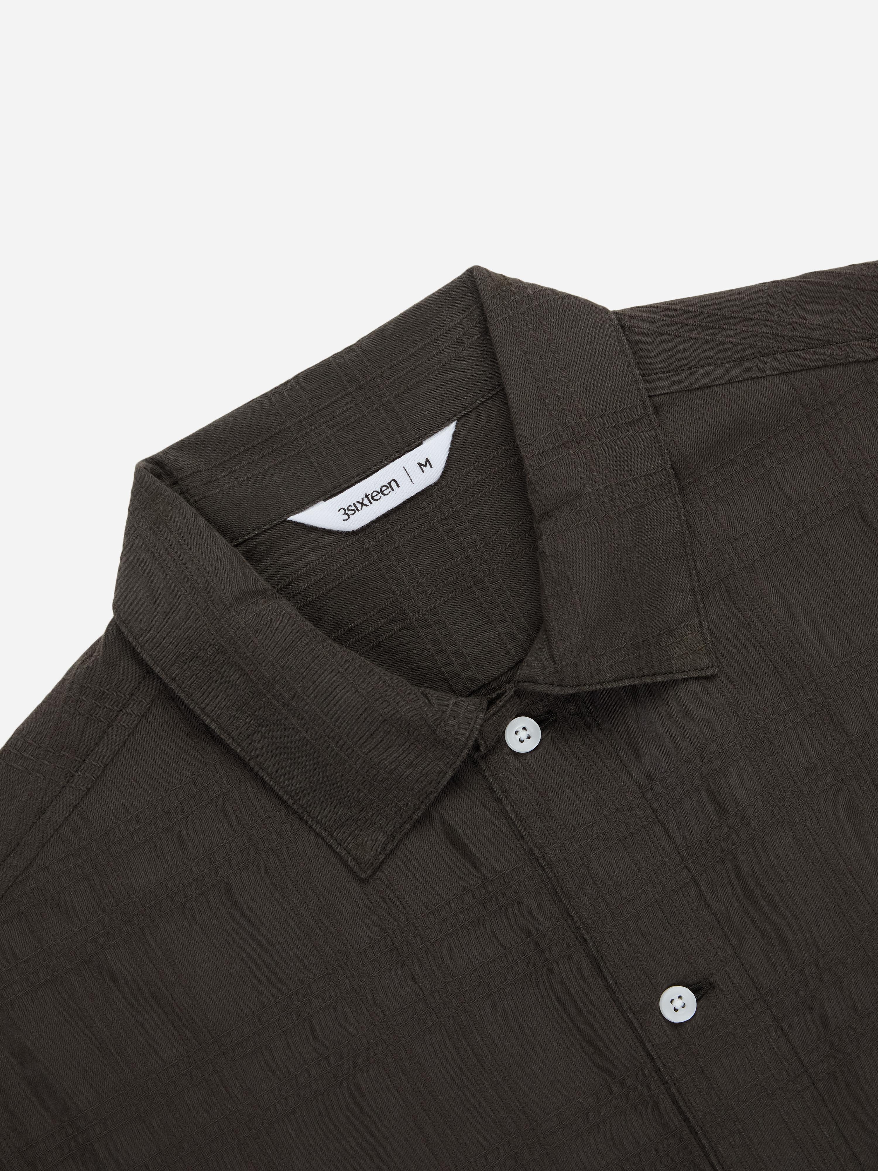 Short Sleeve Work Shirt ~ Ink Grid Dobby – 3sixteen