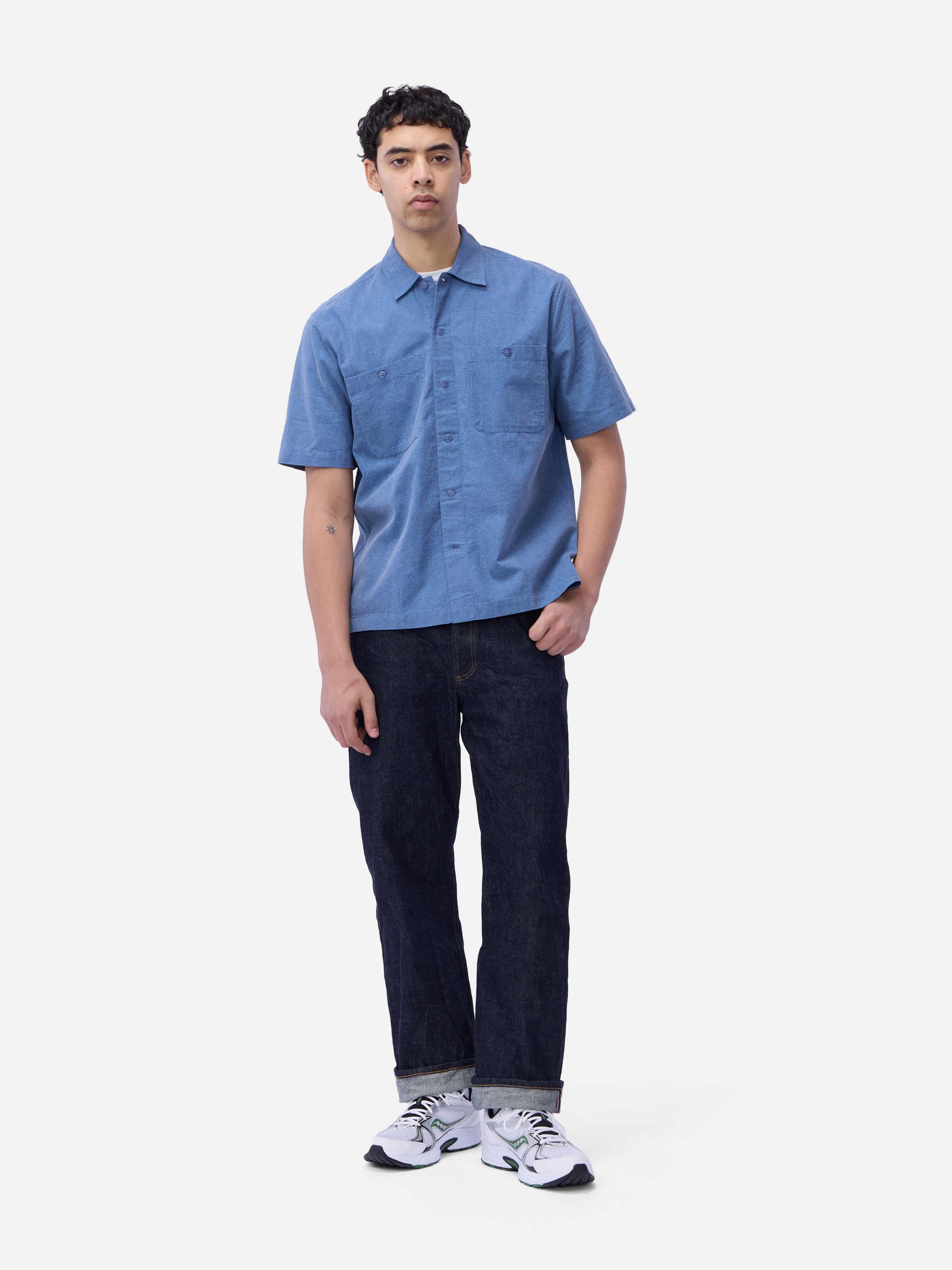 Short Sleeve Workshirt ~ Blue Pigment Dye – 3sixteen