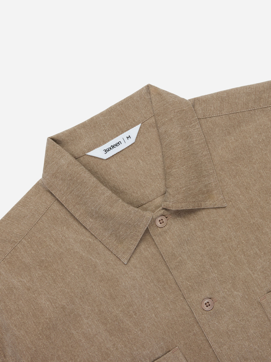 Short Sleeve Workshirt ~ Brown Pigment Dye