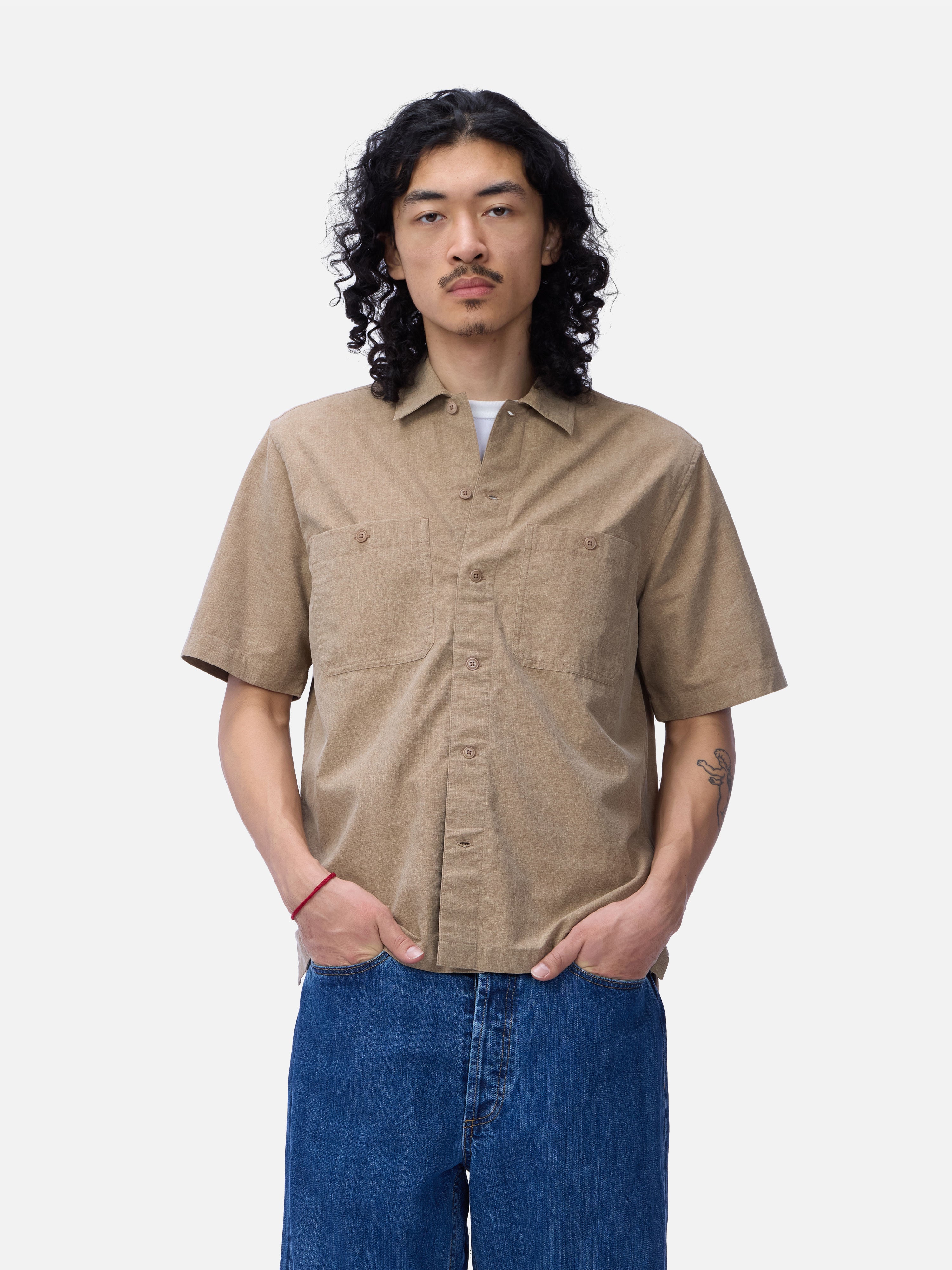 Short Sleeve Workshirt ~ Brown Pigment Dye – 3sixteen