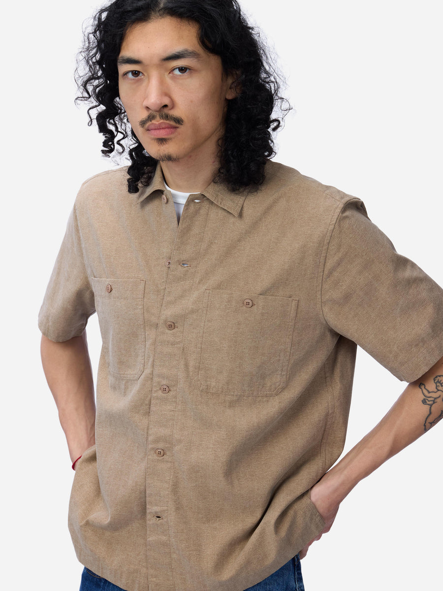 Short Sleeve Workshirt ~ Brown Pigment Dye