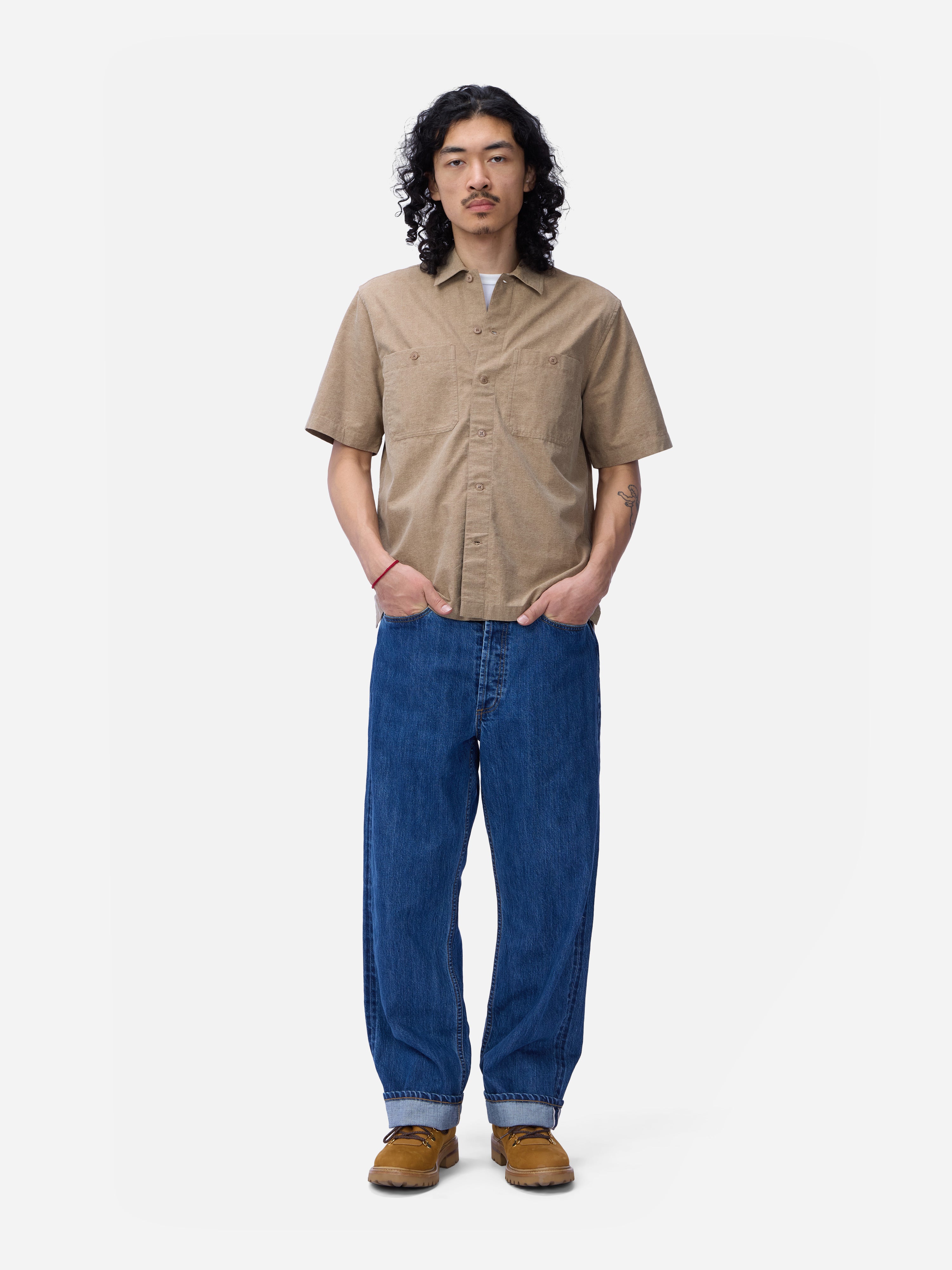 ソボスライ 3rd ショート Short Sleeve Workshirt ~ Brown Pigment Dye – 3sixteen