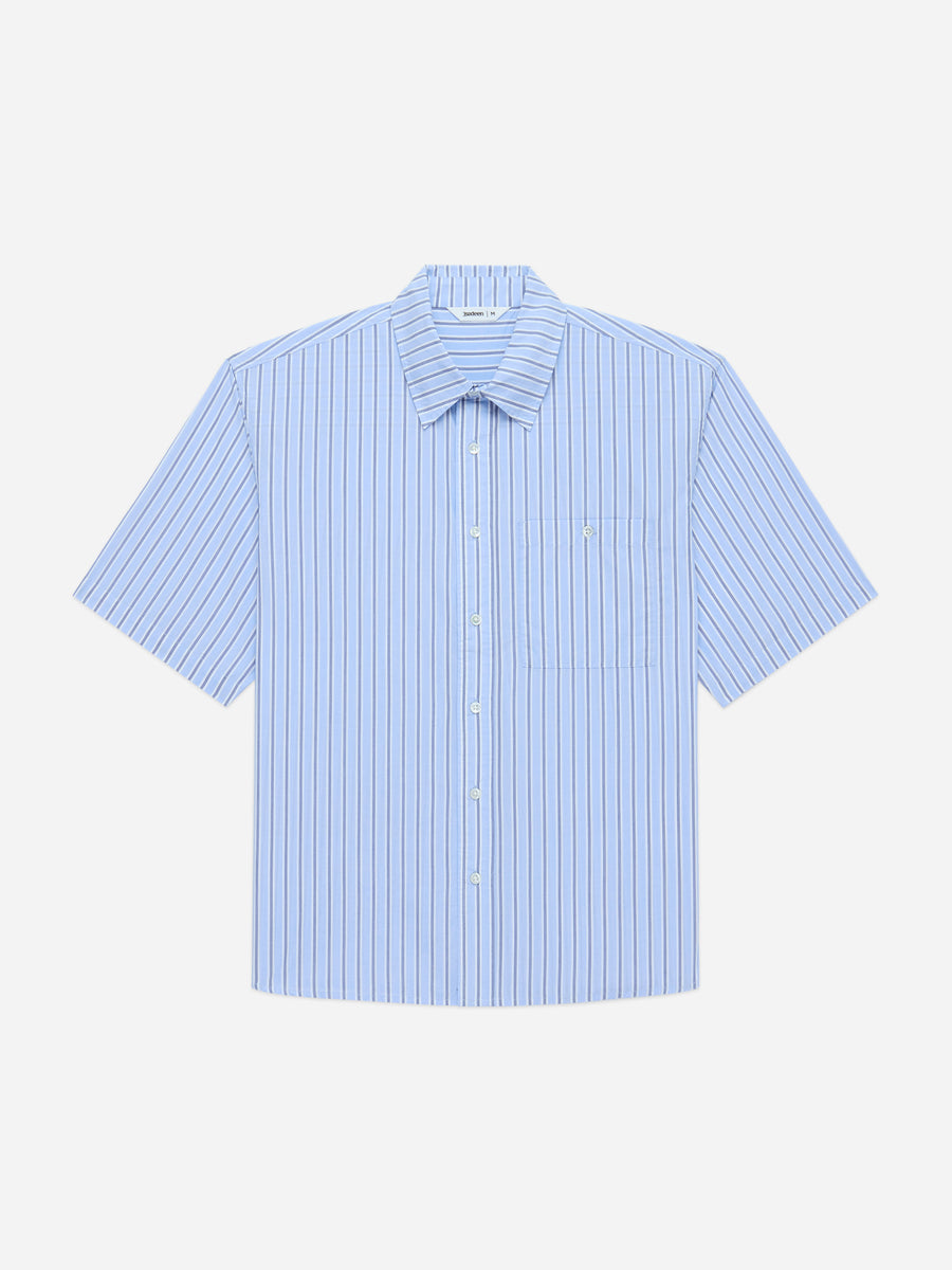 Short Sleeve Commuter Shirt ~ Blue Stripe