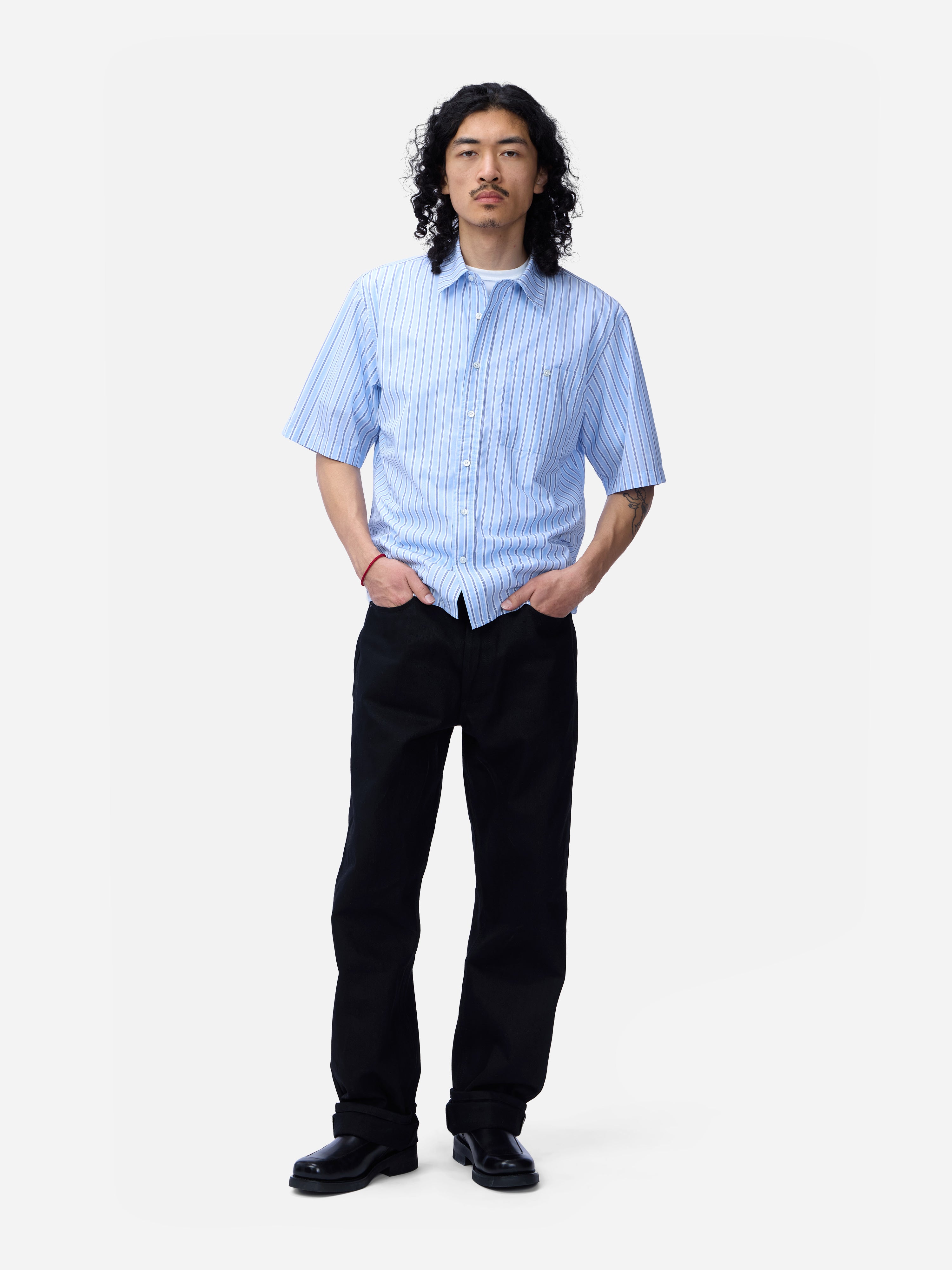 Short Sleeve Commuter Shirt ~ Blue Stripe – 3sixteen