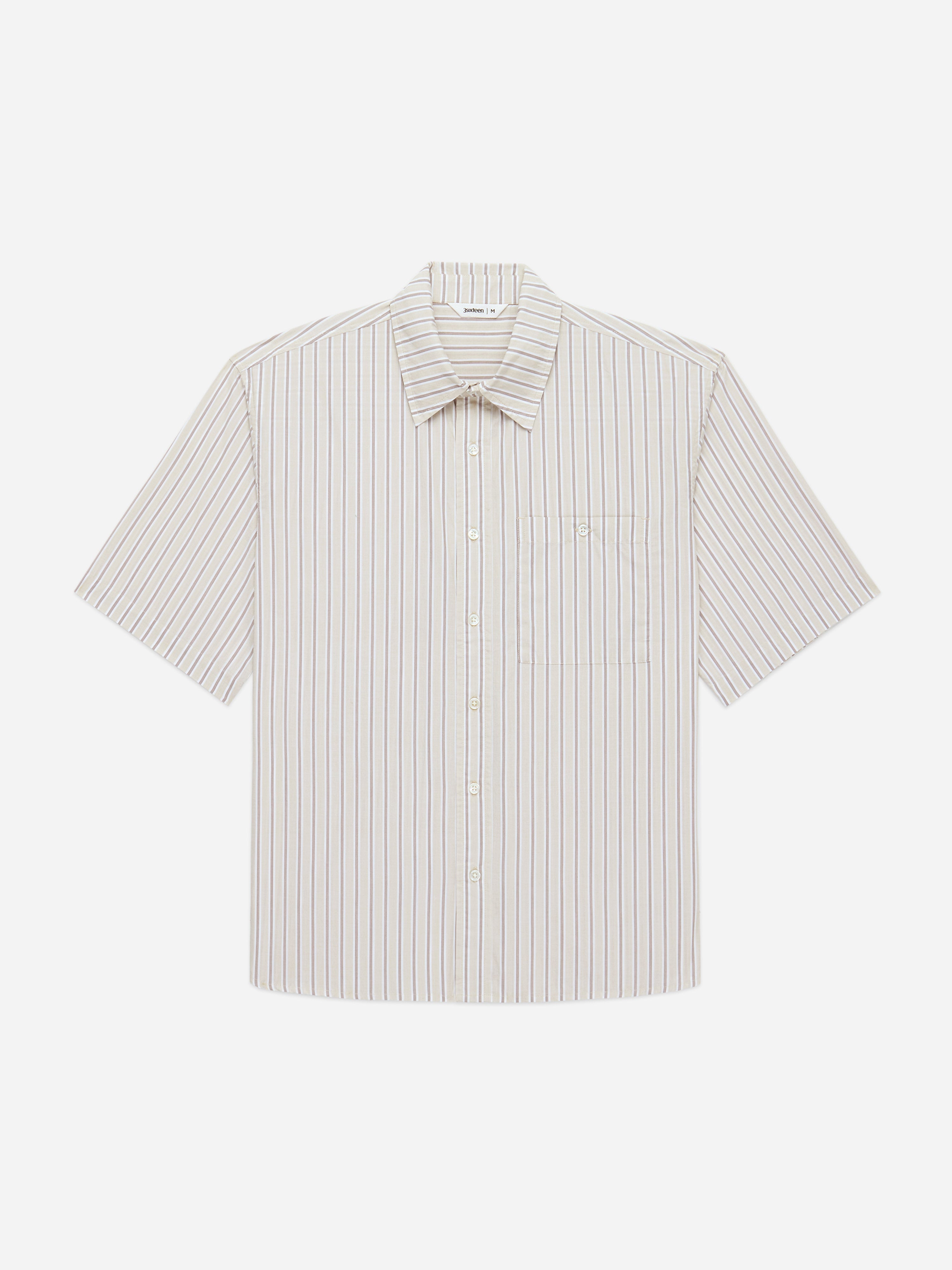 Short Sleeve Commuter Shirt ~ Tan Stripe – 3sixteen