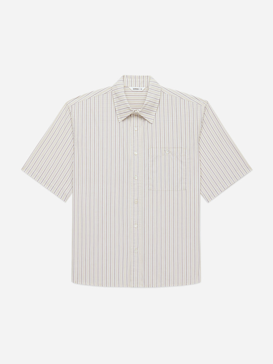 Short Sleeve Commuter Shirt ~ Tan Stripe