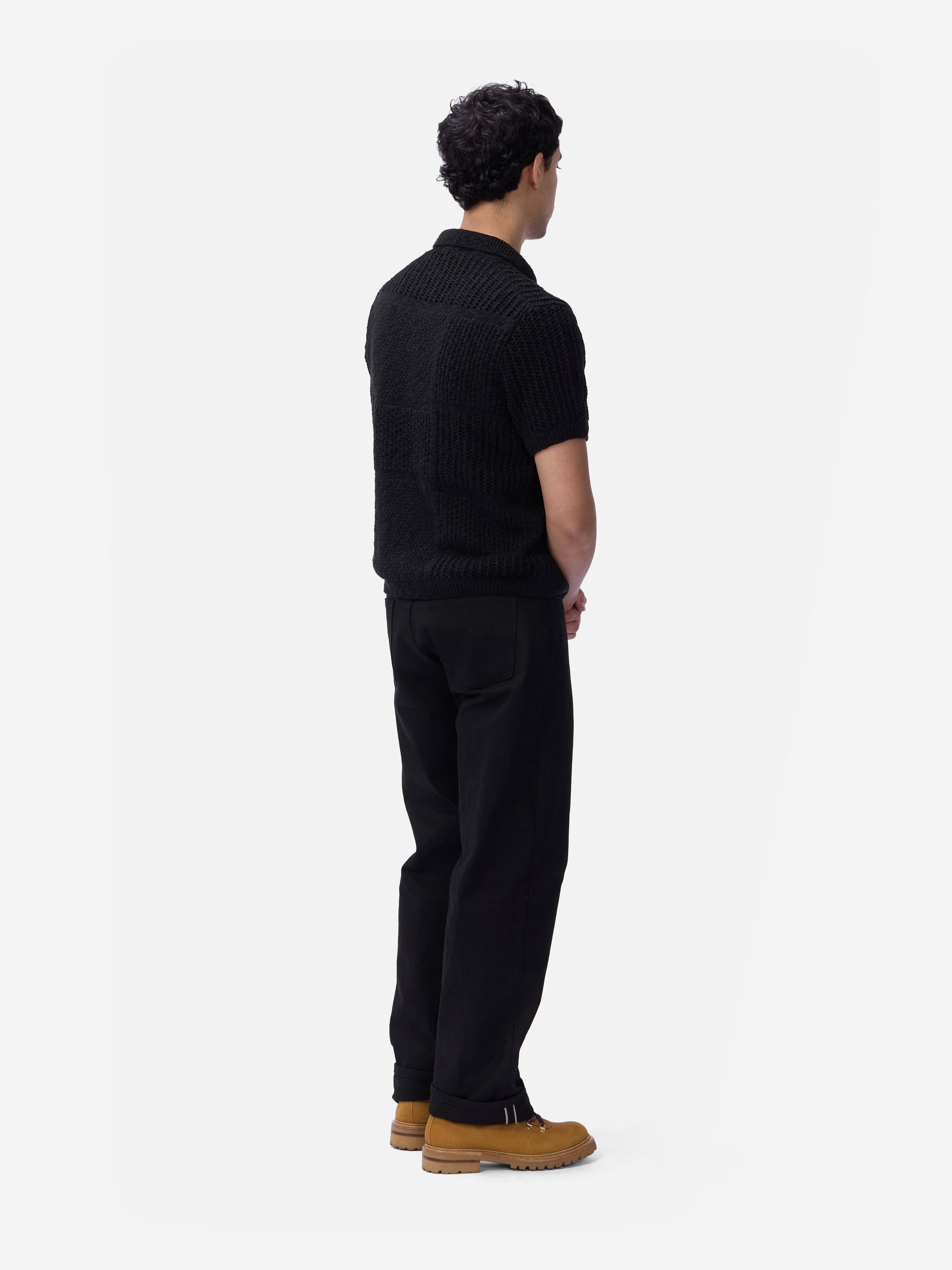 Short Sleeve Knit Shirt ~ Black De Stijl – 3sixteen