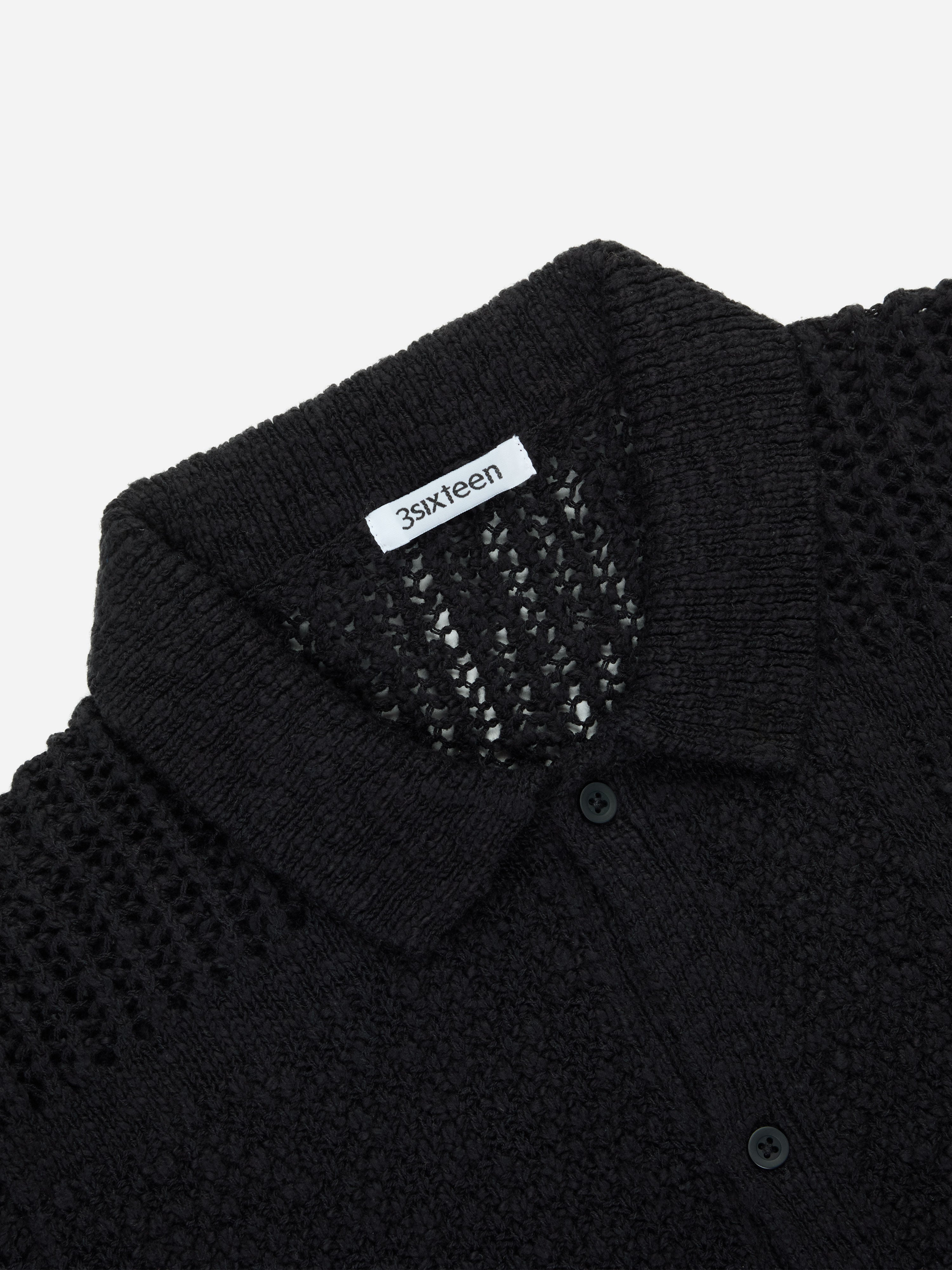 Short Sleeve Knit Shirt ~ Black De Stijl – 3sixteen