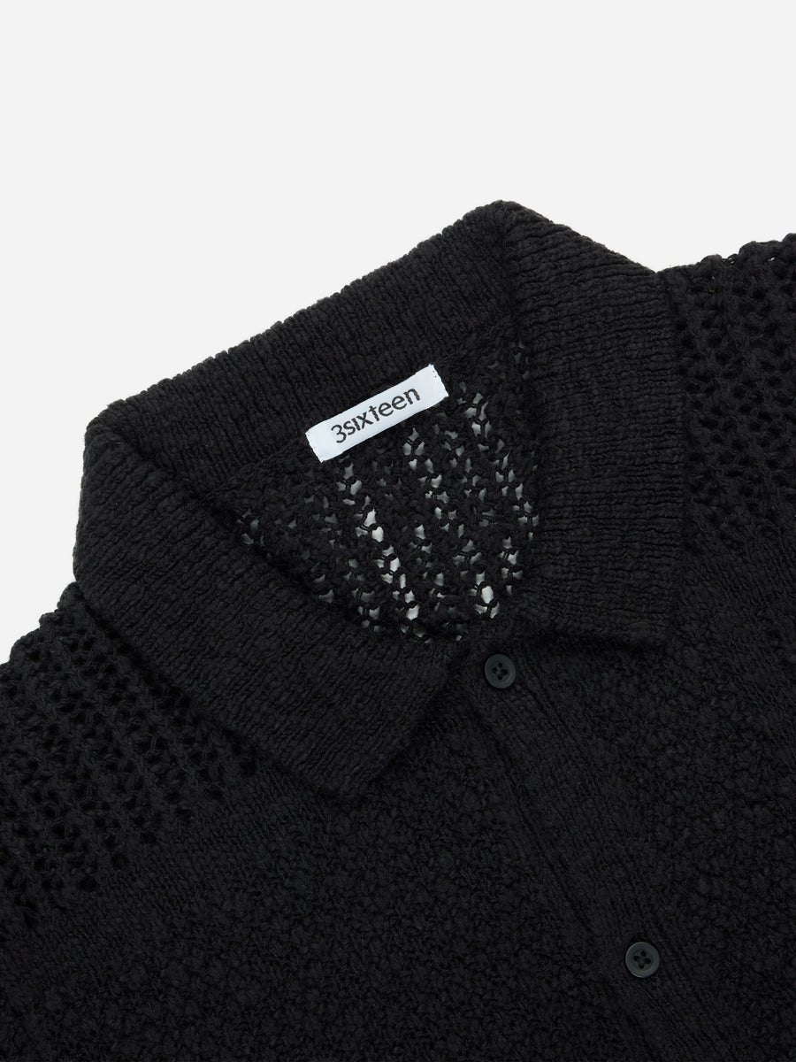 Short Sleeve Knit Shirt ~ Black De Stijl