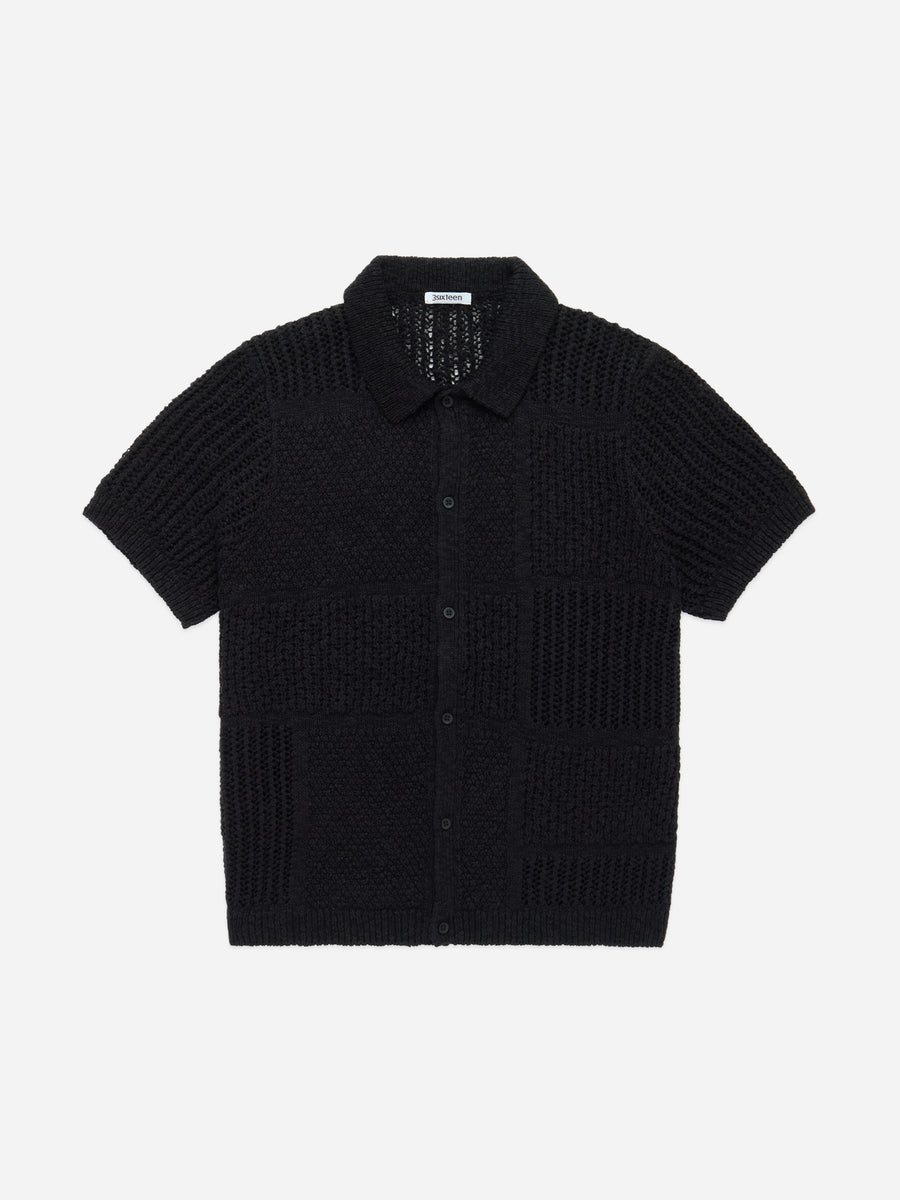 Short Sleeve Knit Shirt ~ Black De Stijl