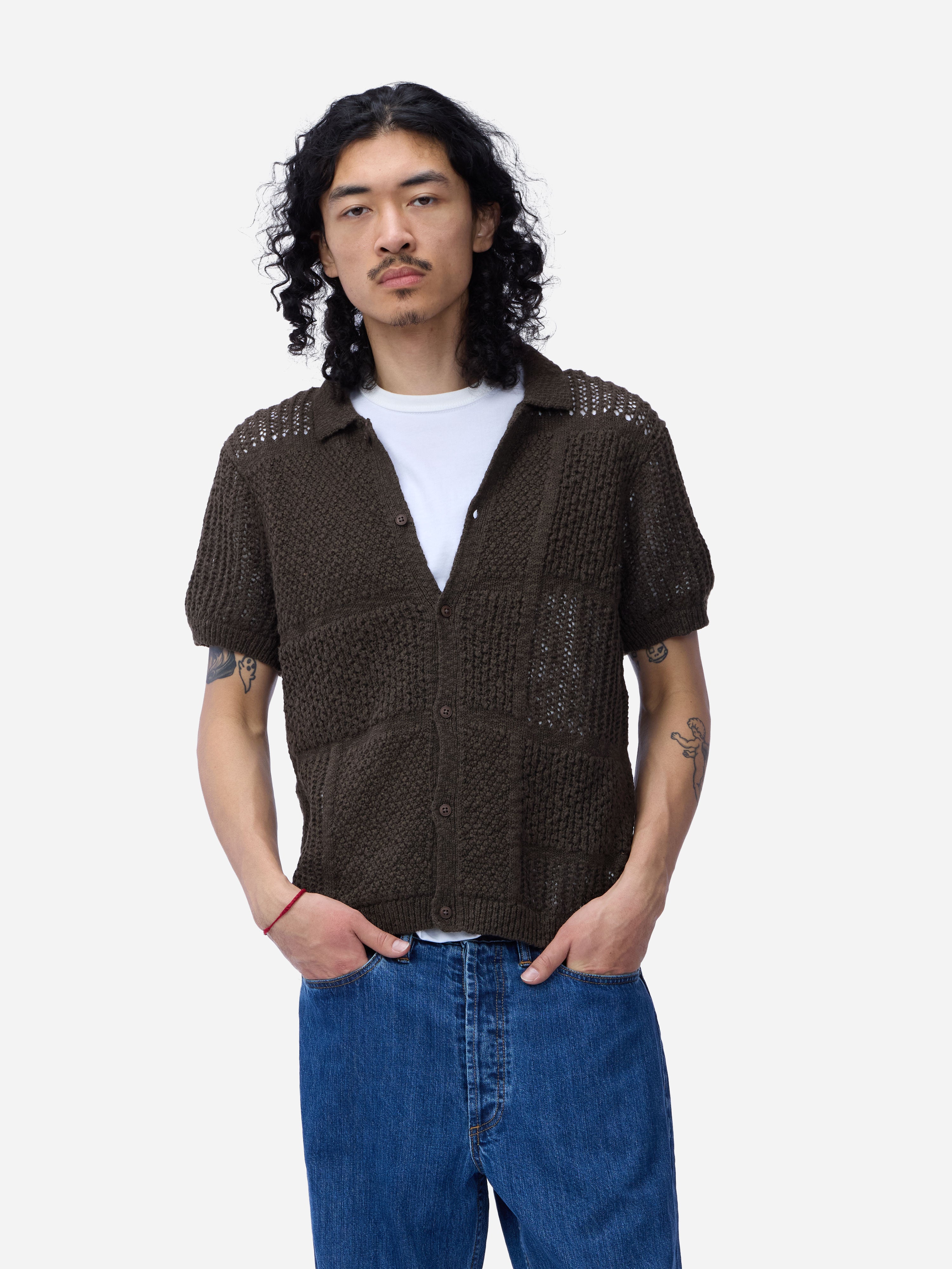 Short Sleeve Knit Shirt ~ Umber De Stijl – 3sixteen