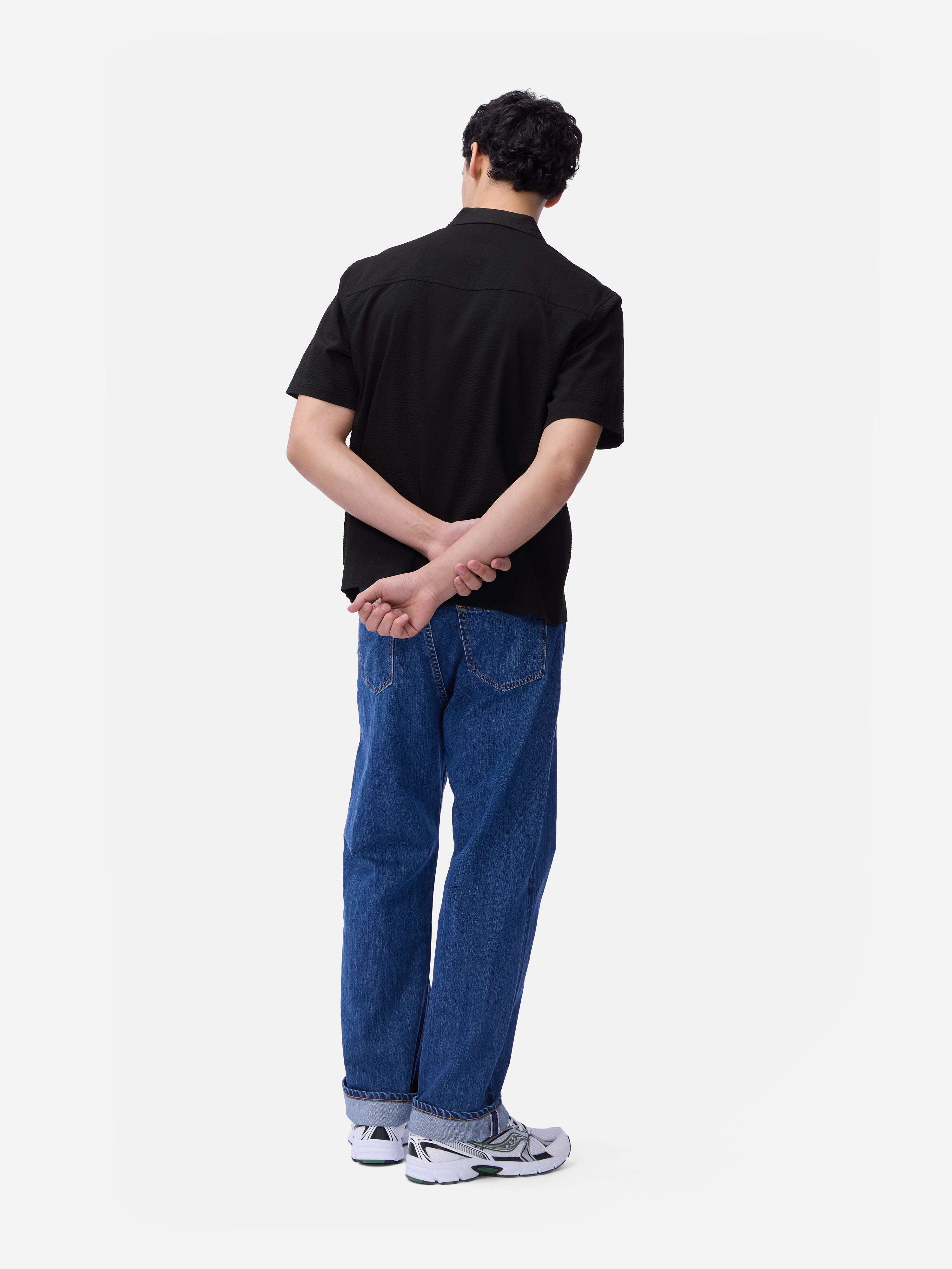 Short Sleeve Loop Shirt ~ Black Seersucker – 3sixteen