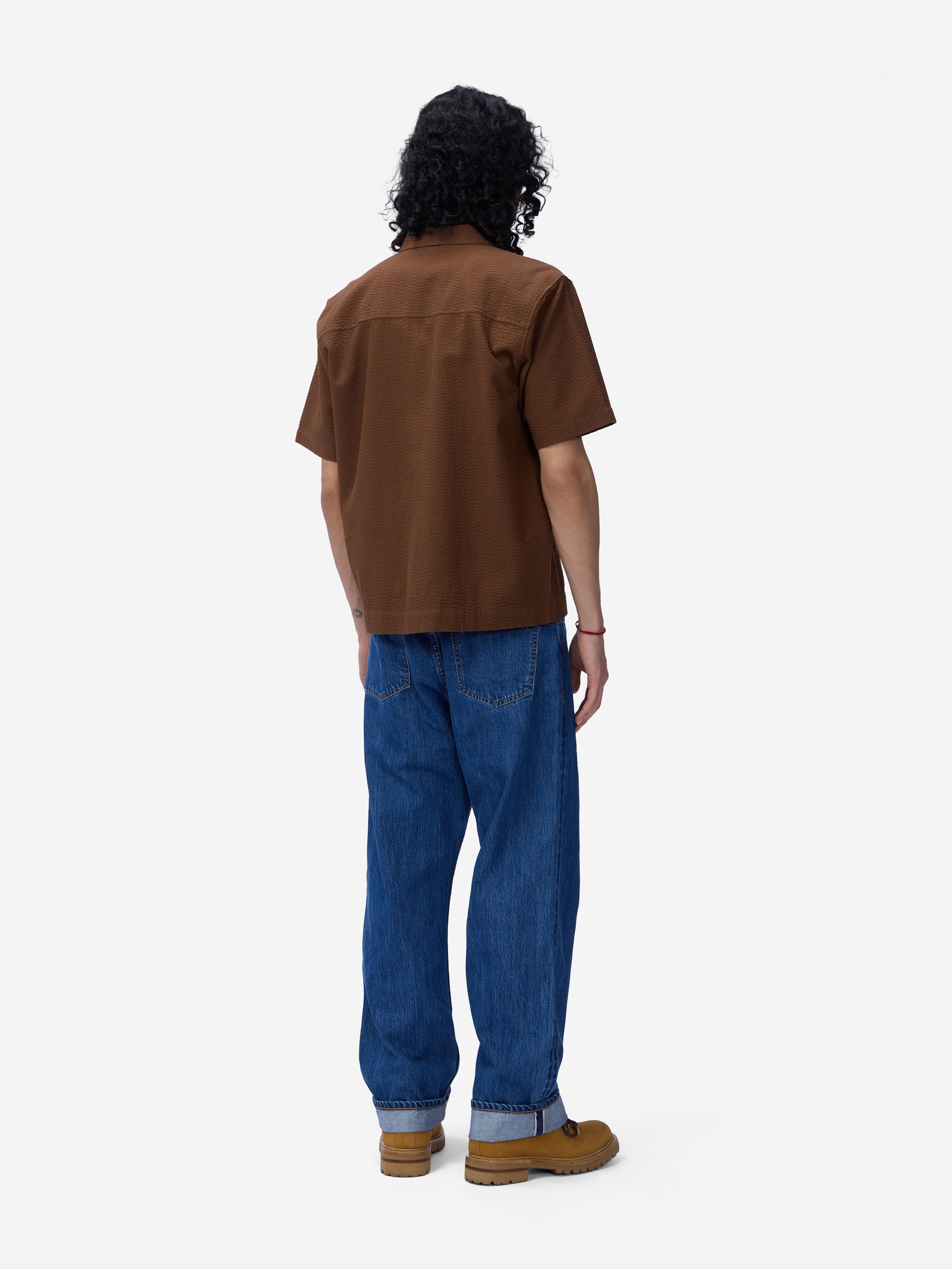 Short Sleeve Loop Shirt ~ Cinnamon Seersucker – 3sixteen